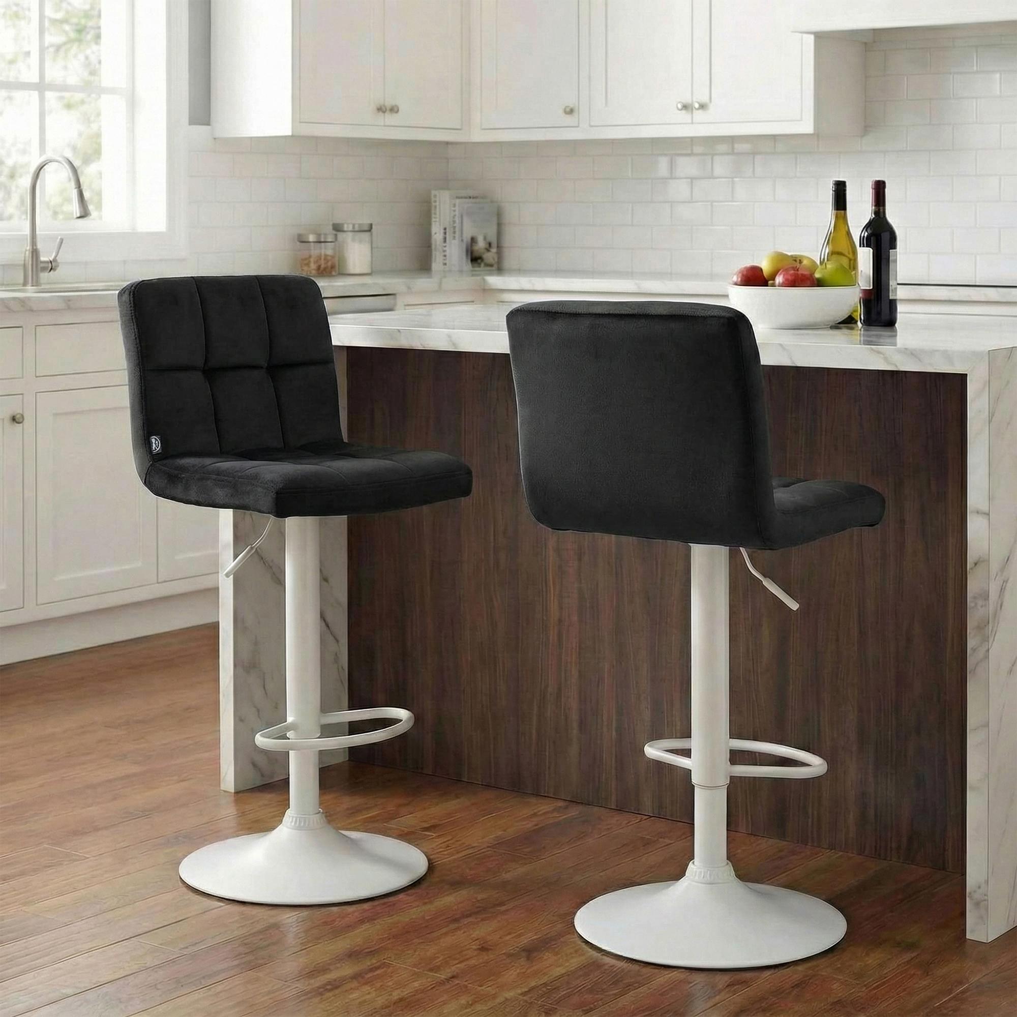 Lot de 2 tabourets de bar Peru velours