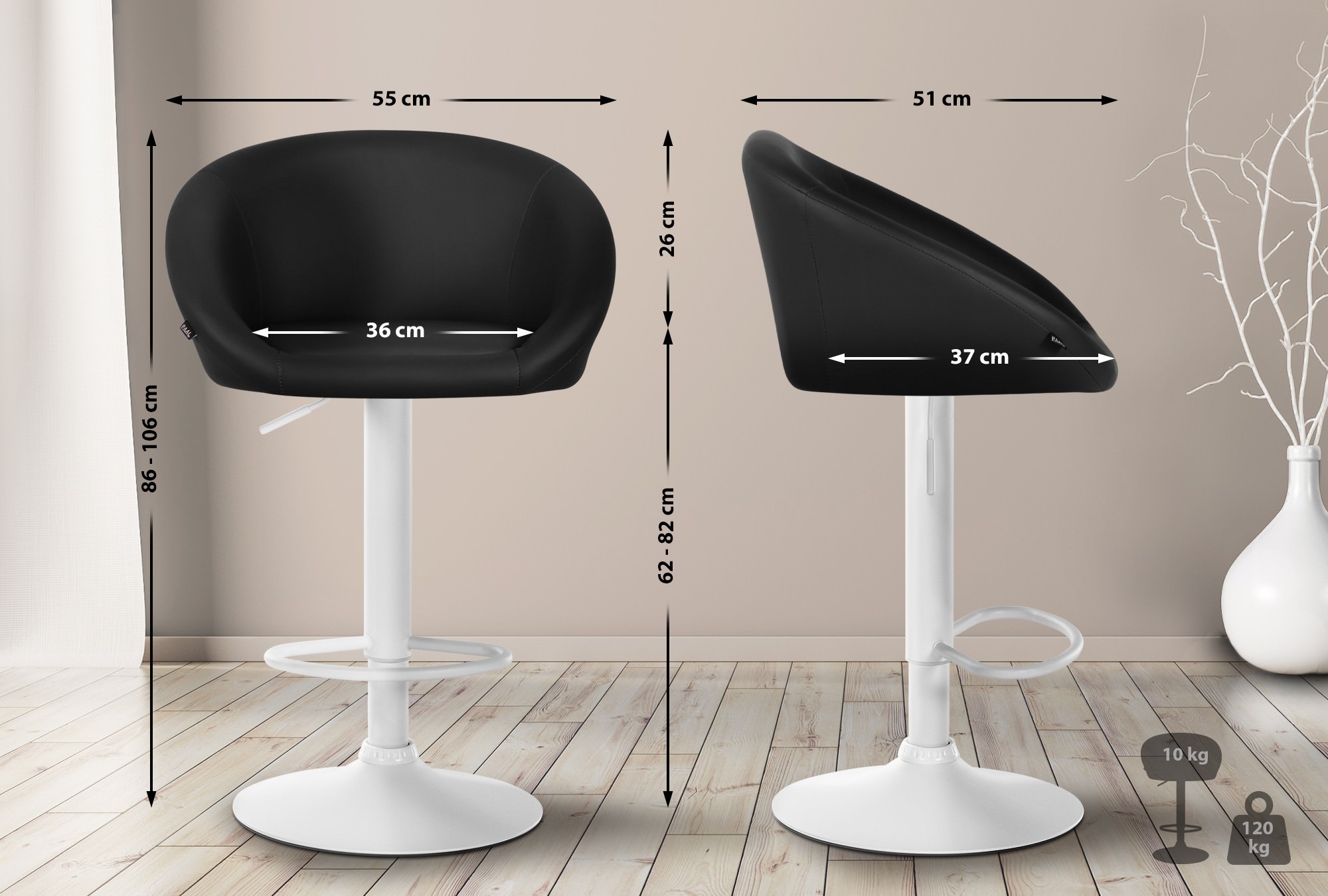 Tabouret de bar Davie similicuir