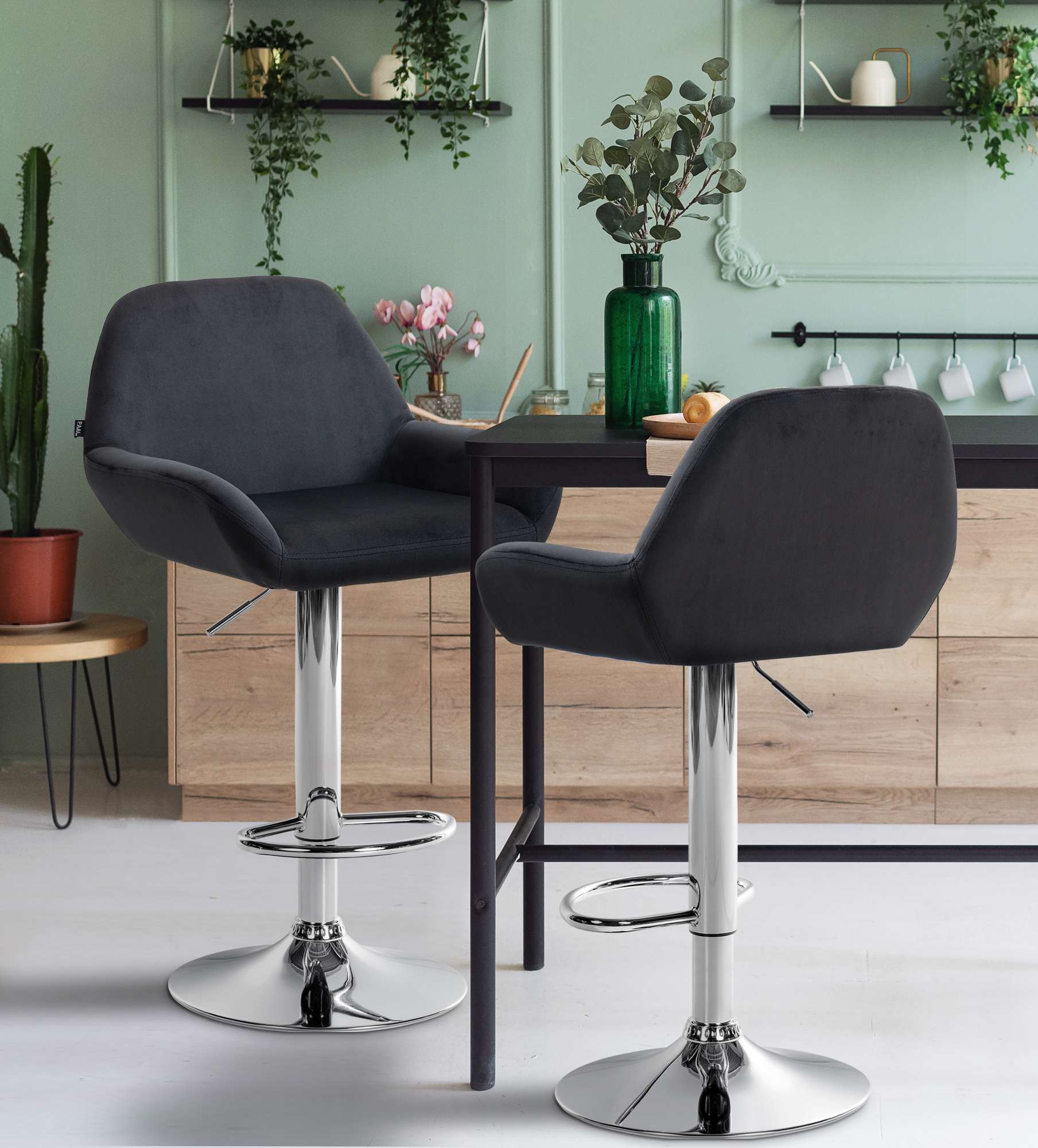 Ensemble de 2 tabourets de bar Braga en velours