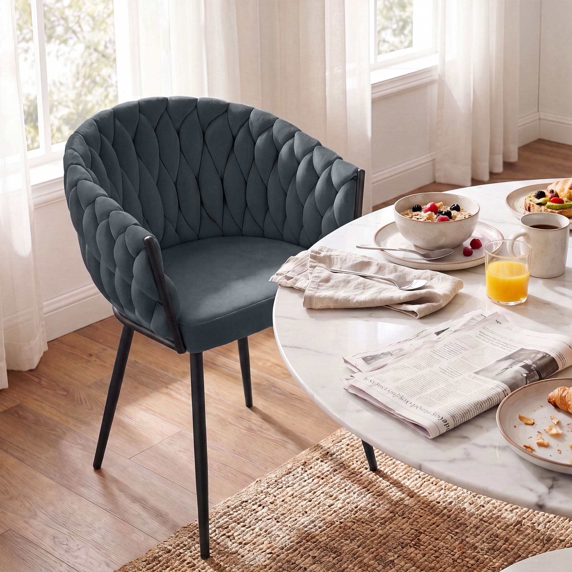 Chaise de salle a manger Molise velours