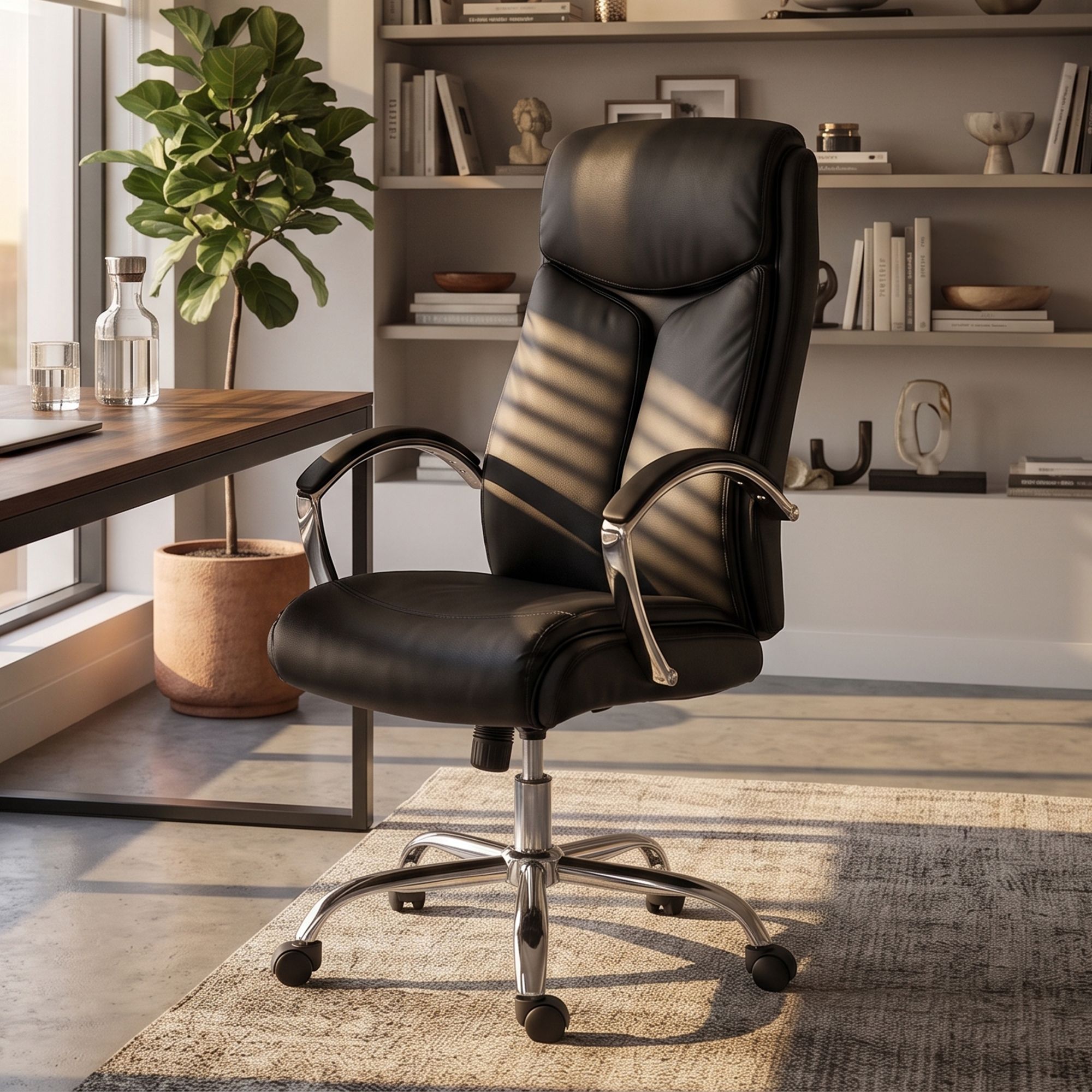 Chaise de bureau Arlen aspect cuir