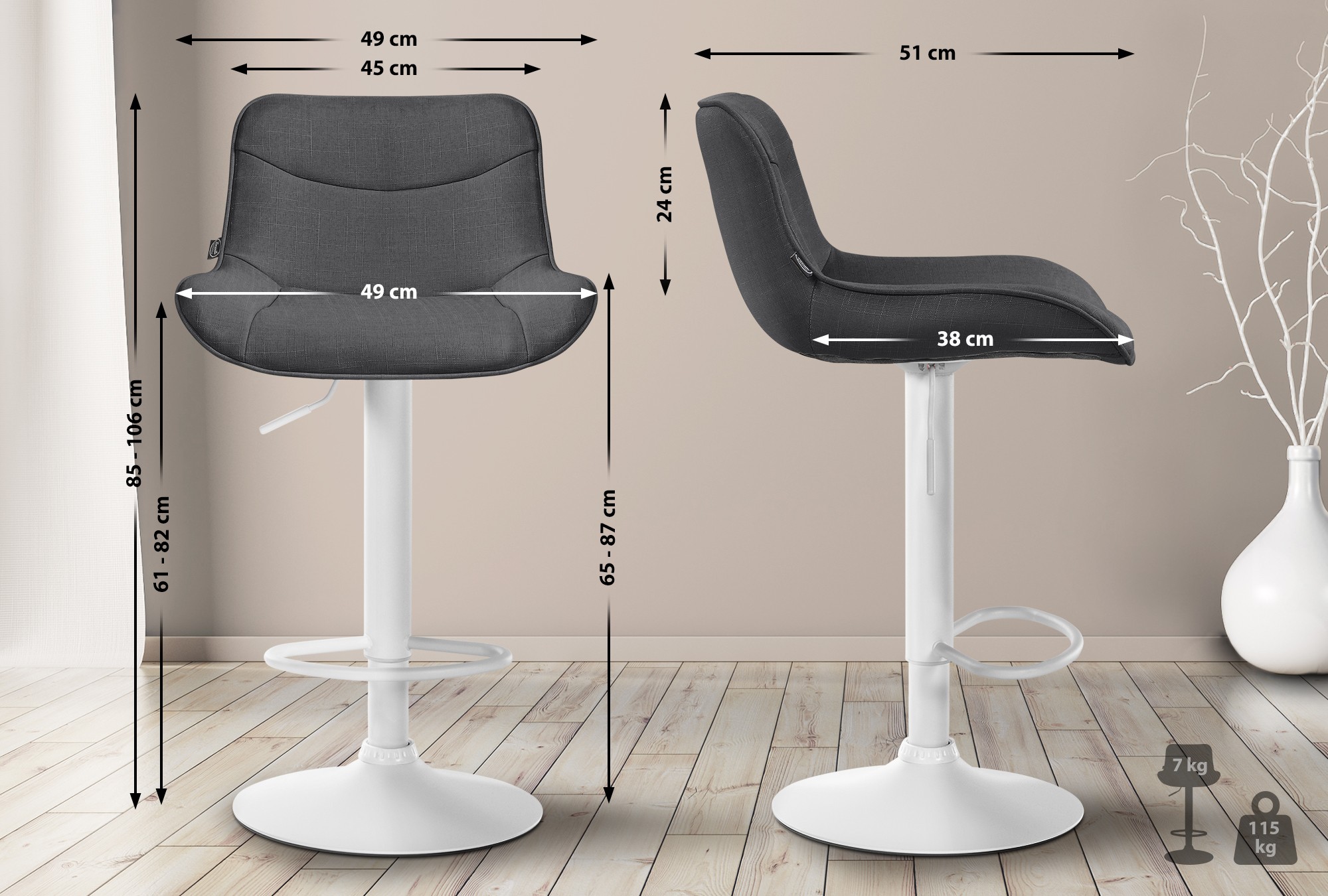 Tabouret de bar Vonore Tissu