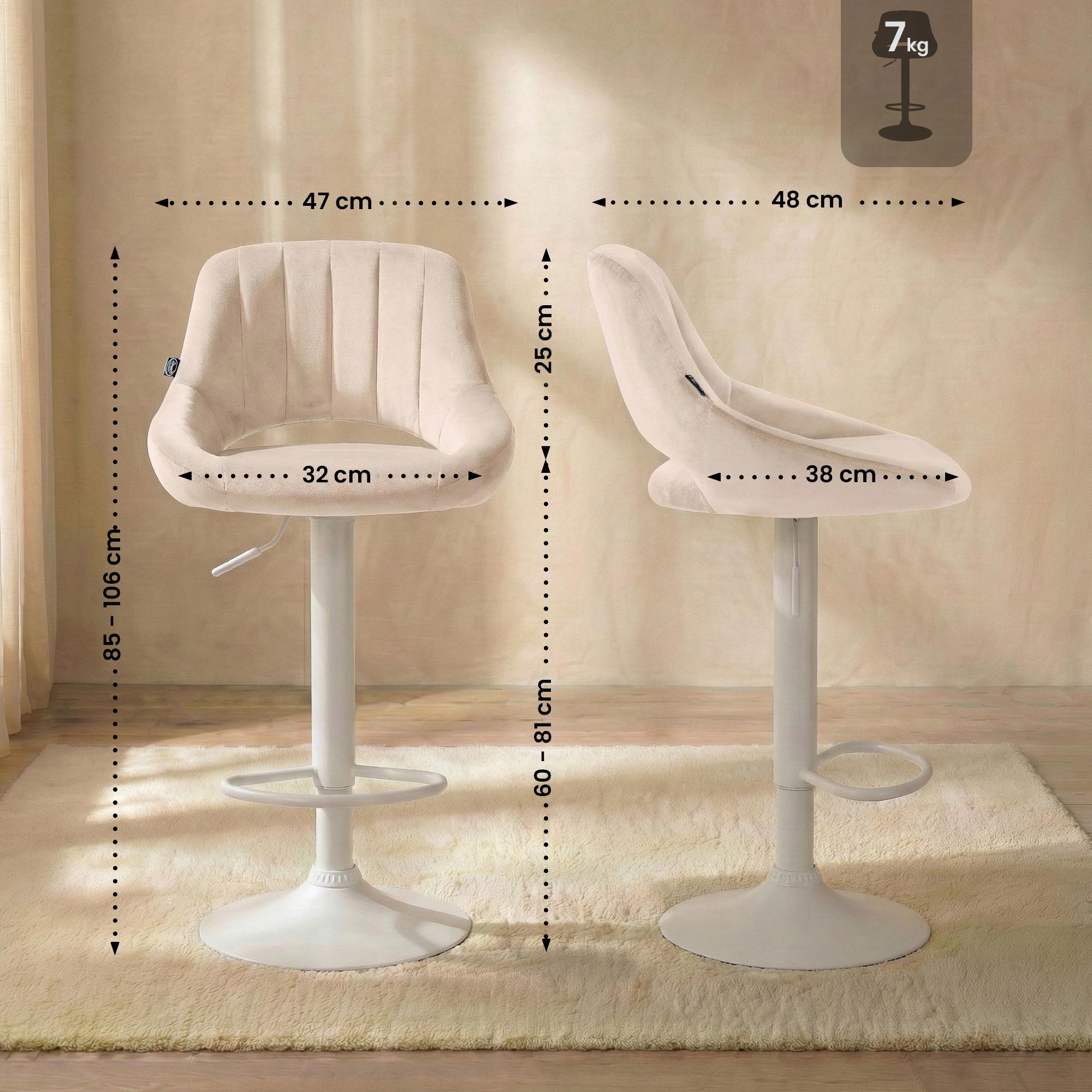 Lot de 2 tabourets de bar Milet en velours