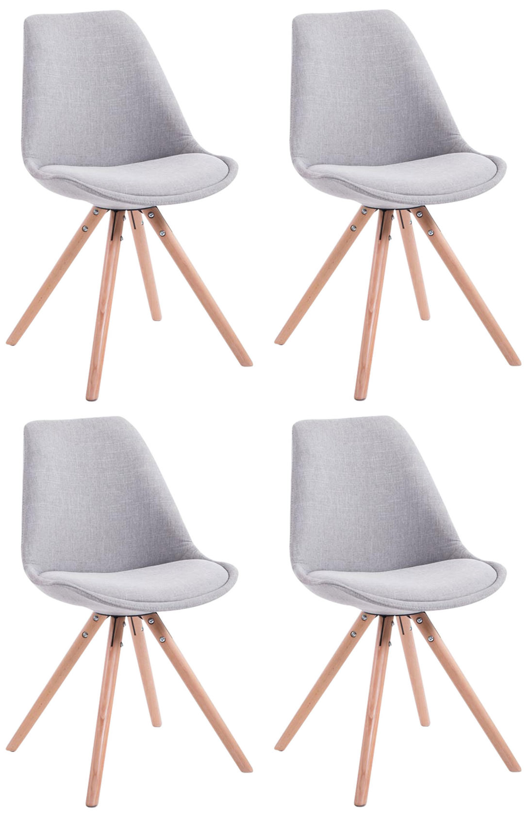 Lot de 4 Chaises de salle à manger Toulouse Tissu Pieds ronds bois