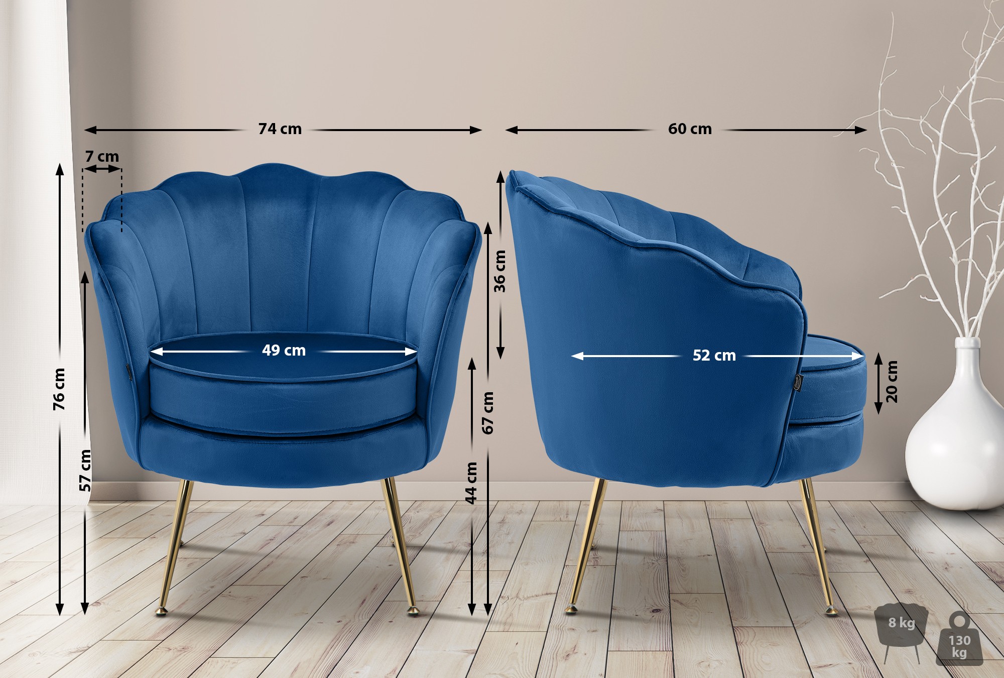 Chaise Rosita velours