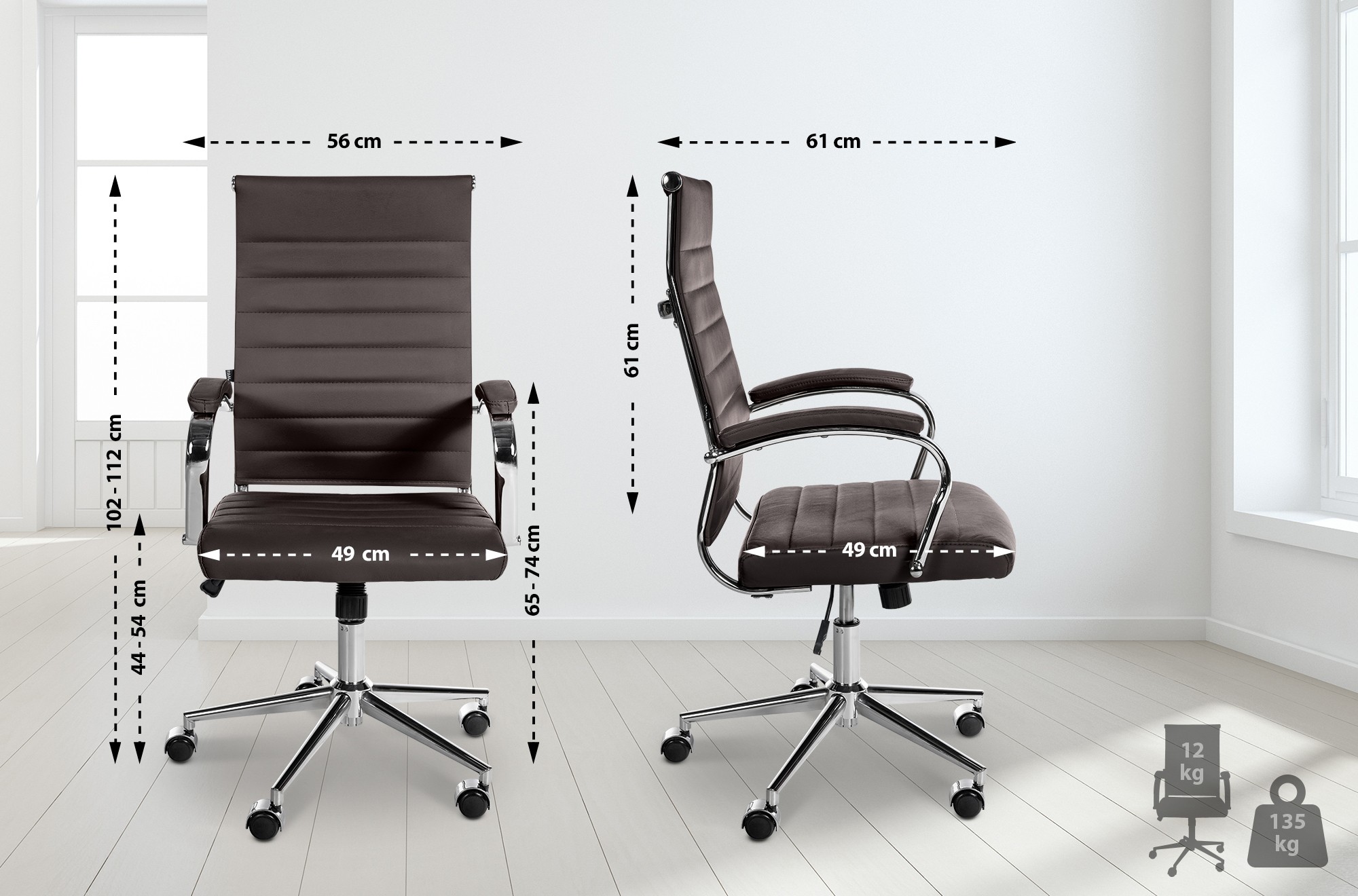 Chaise de bureau Mollis cuir véritable
