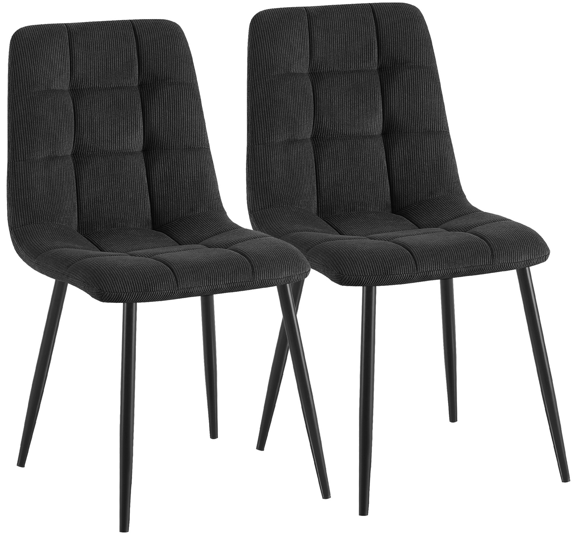 Lot de 2 chaises de salle a manger Antibes en velours cotele