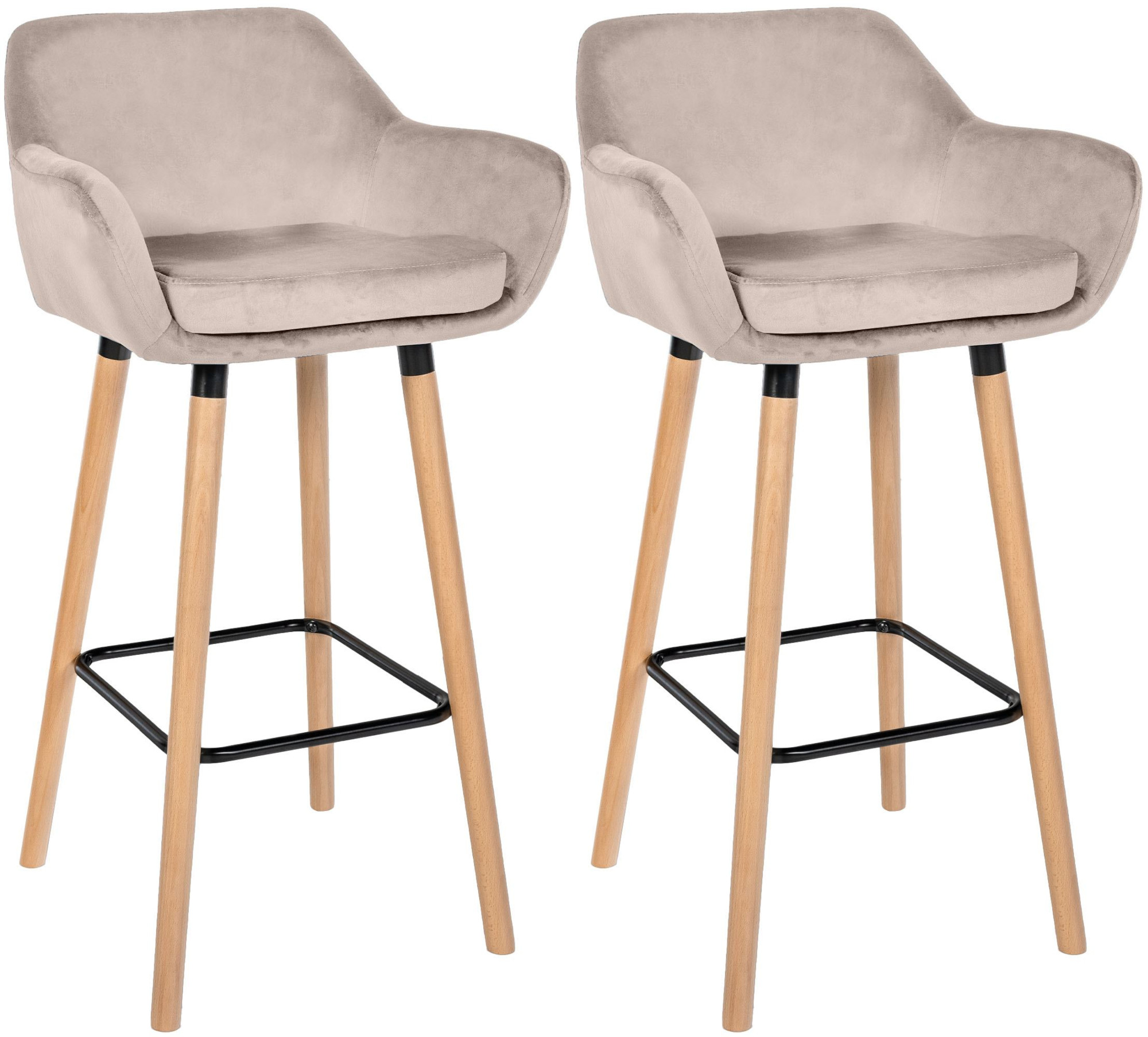 Lot de 2 tabourets de bar Grant en velours