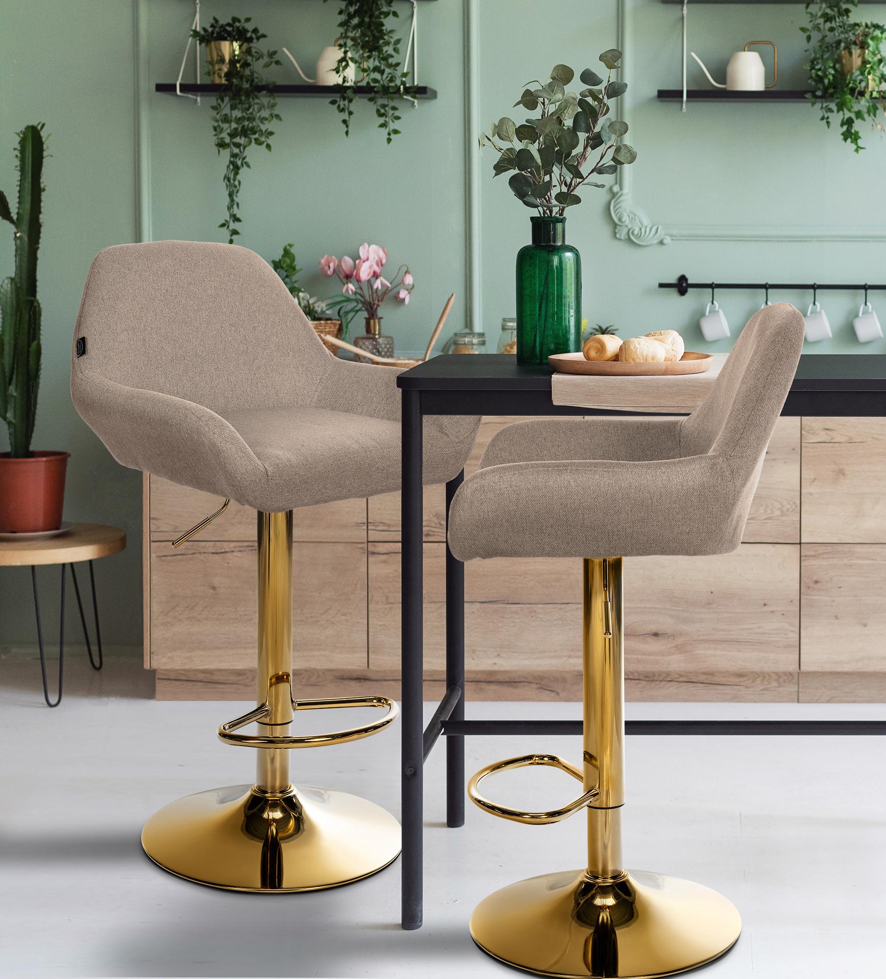 Lot de 2 tabourets de bar Braga Gold tissu