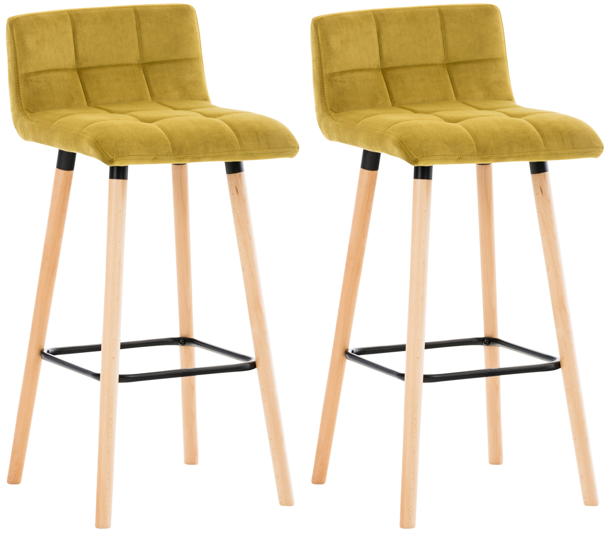 Lot de 2 tabourets de bar Lincoln velours