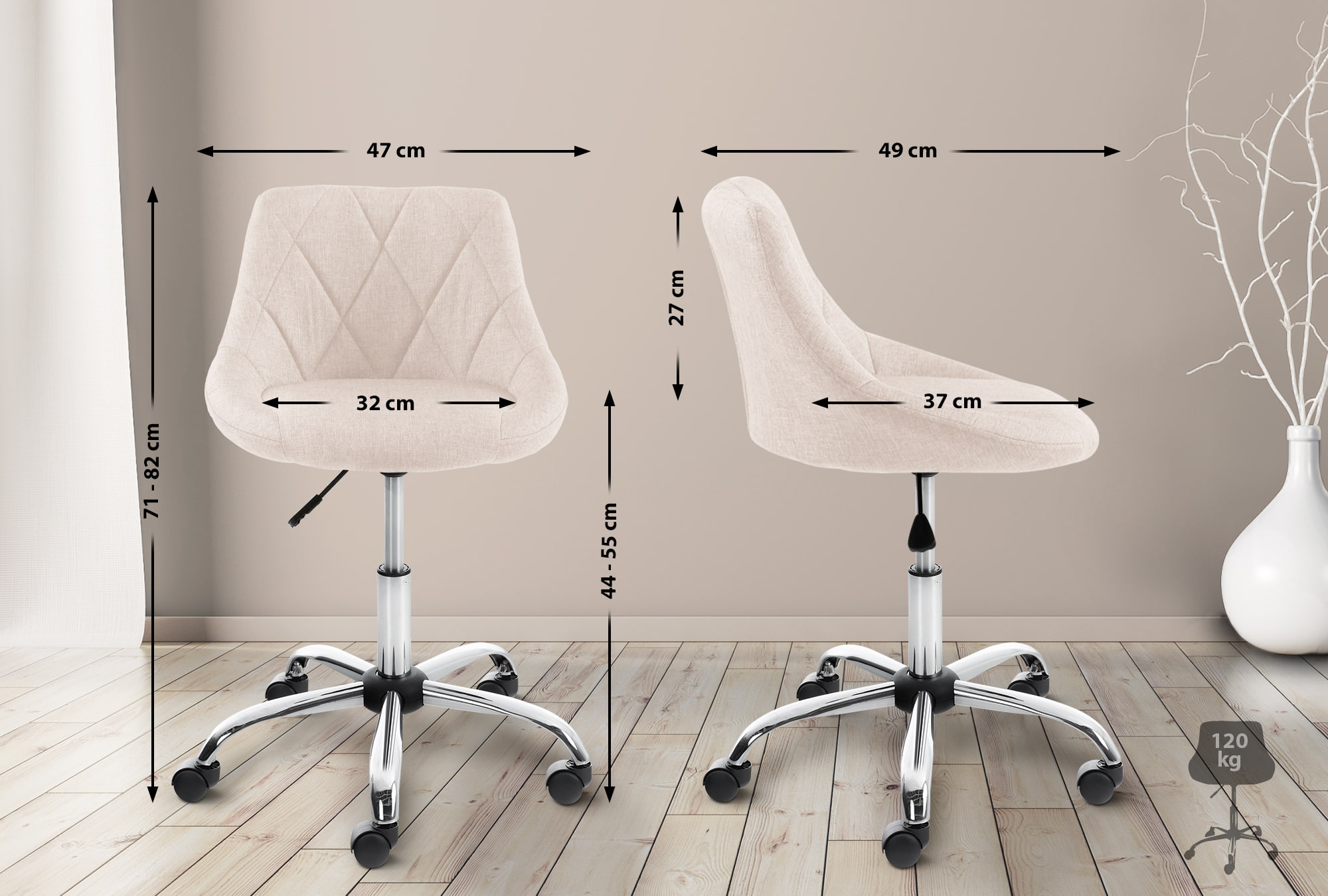 Tabouret de travail Lazio réglable en hauteur et pivotant