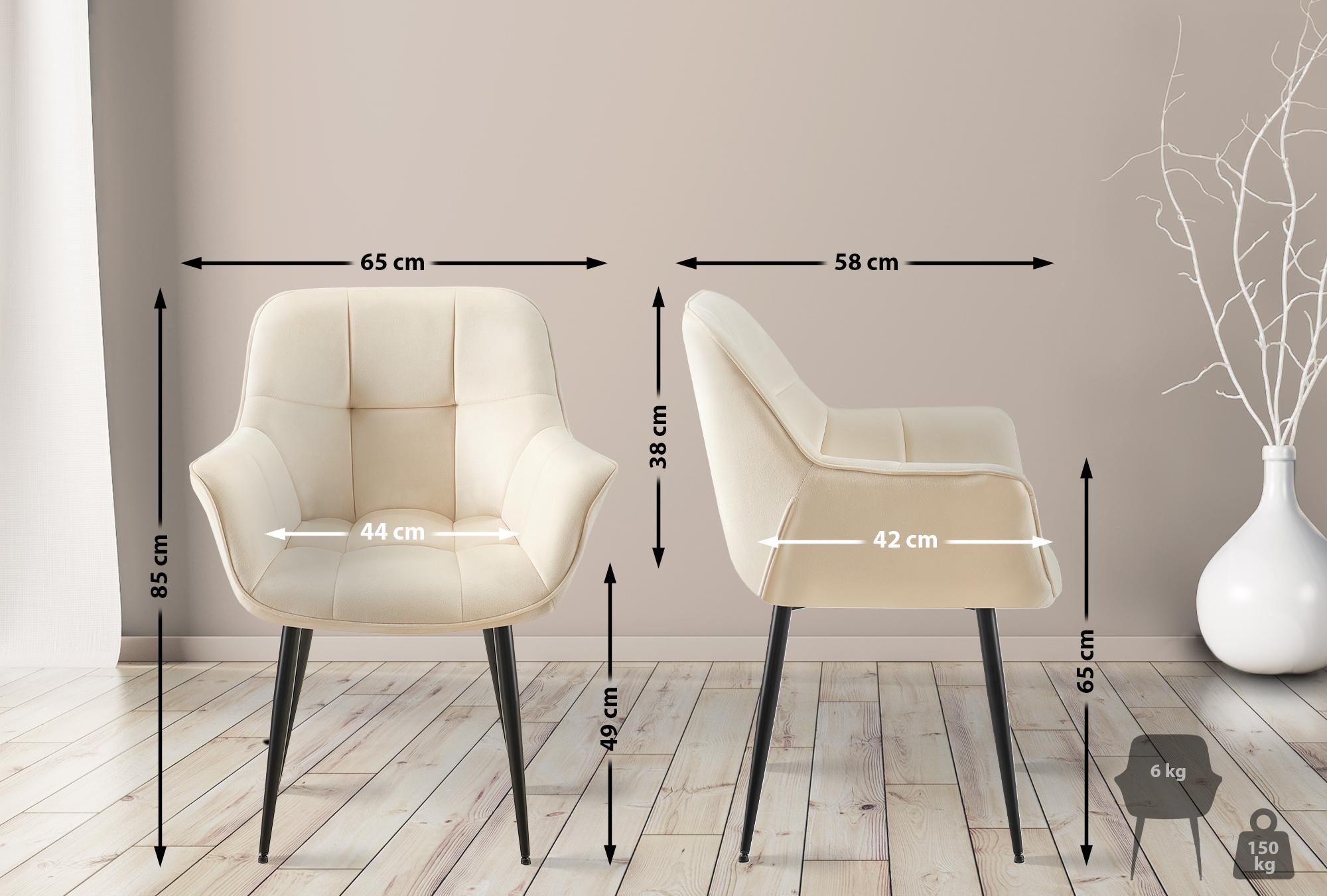 Lot de 2 chaises de salle à manger Roseville velours