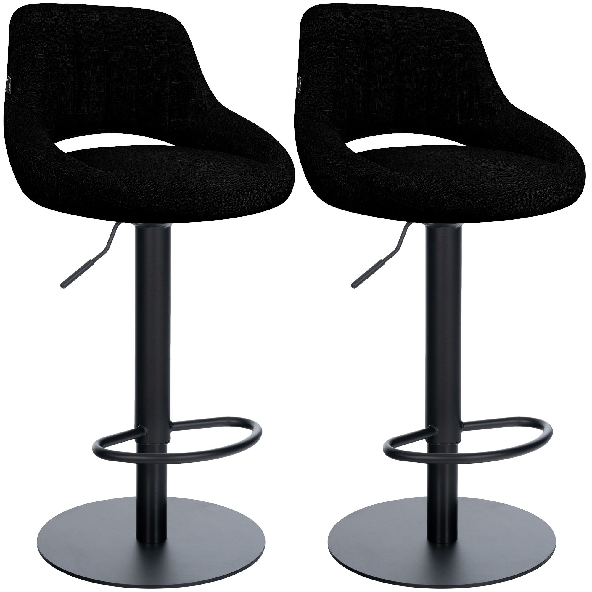 Lot de 2 tabourets de bar Milet noirs avec bases extra lourdes
