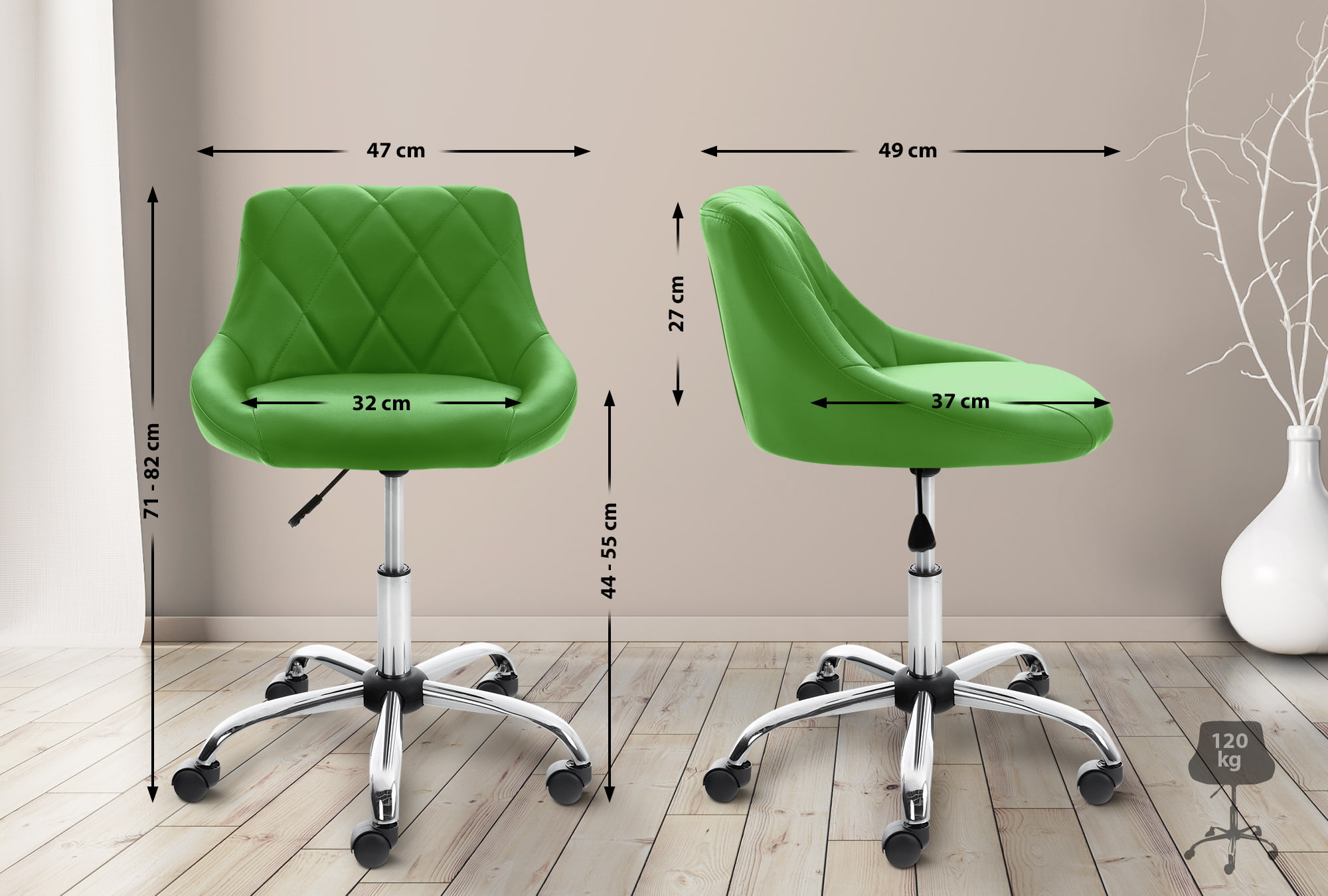 Tabouret de travail Lazio réglable en hauteur et pivotant