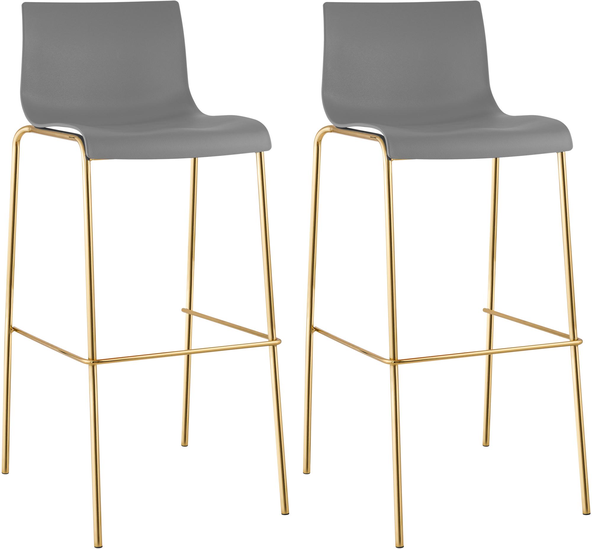 Lot de 2 tabourets de bar Hover, plastique, piètement 4 pieds, doré