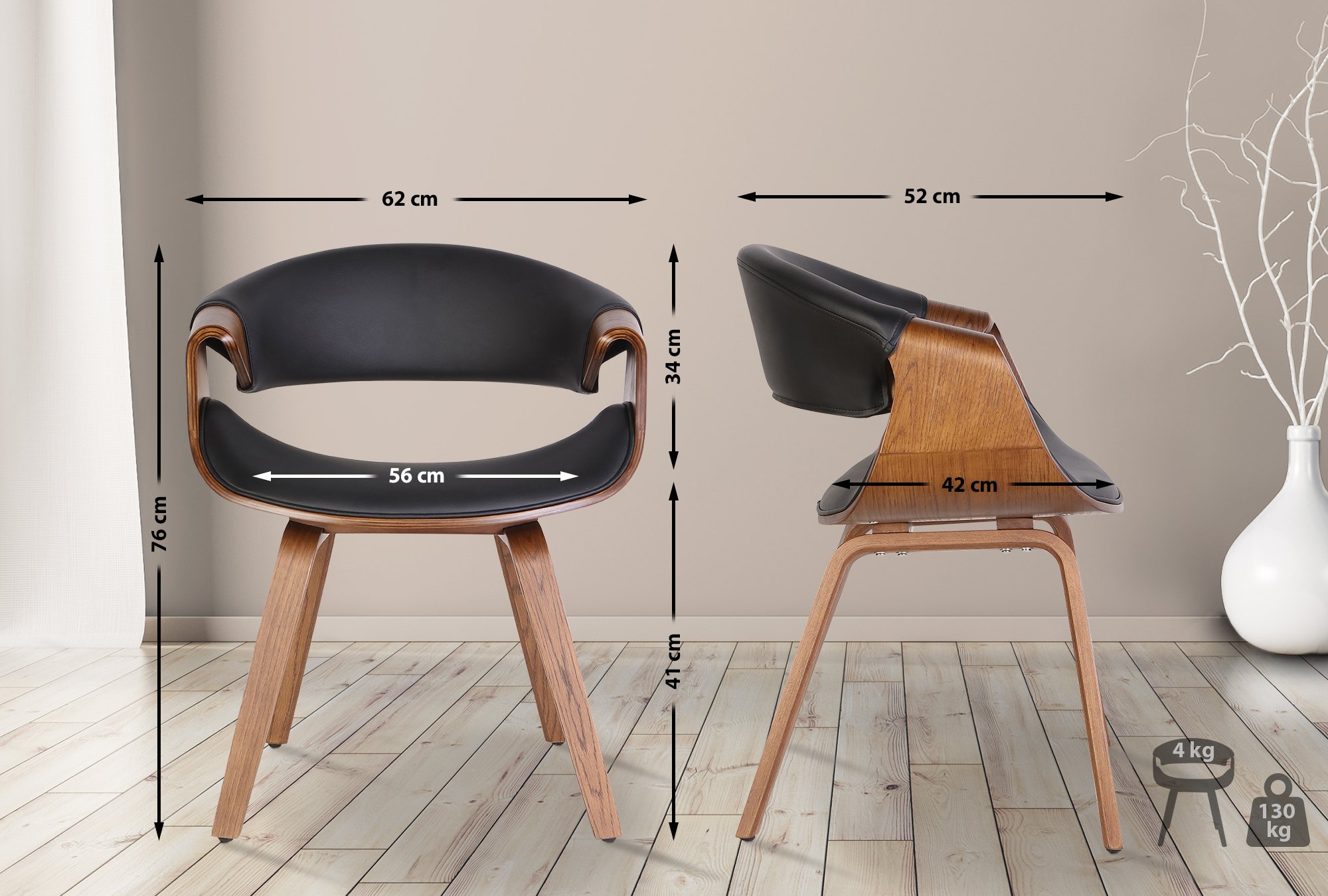 Lot de 2 chaises de salle à manger Foley
