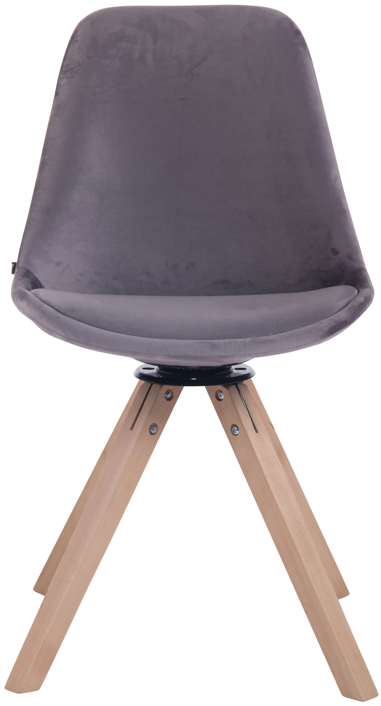 Chaise visiteur Troyes en velours avec piétement Carré en bois de hêtre ou de chêne