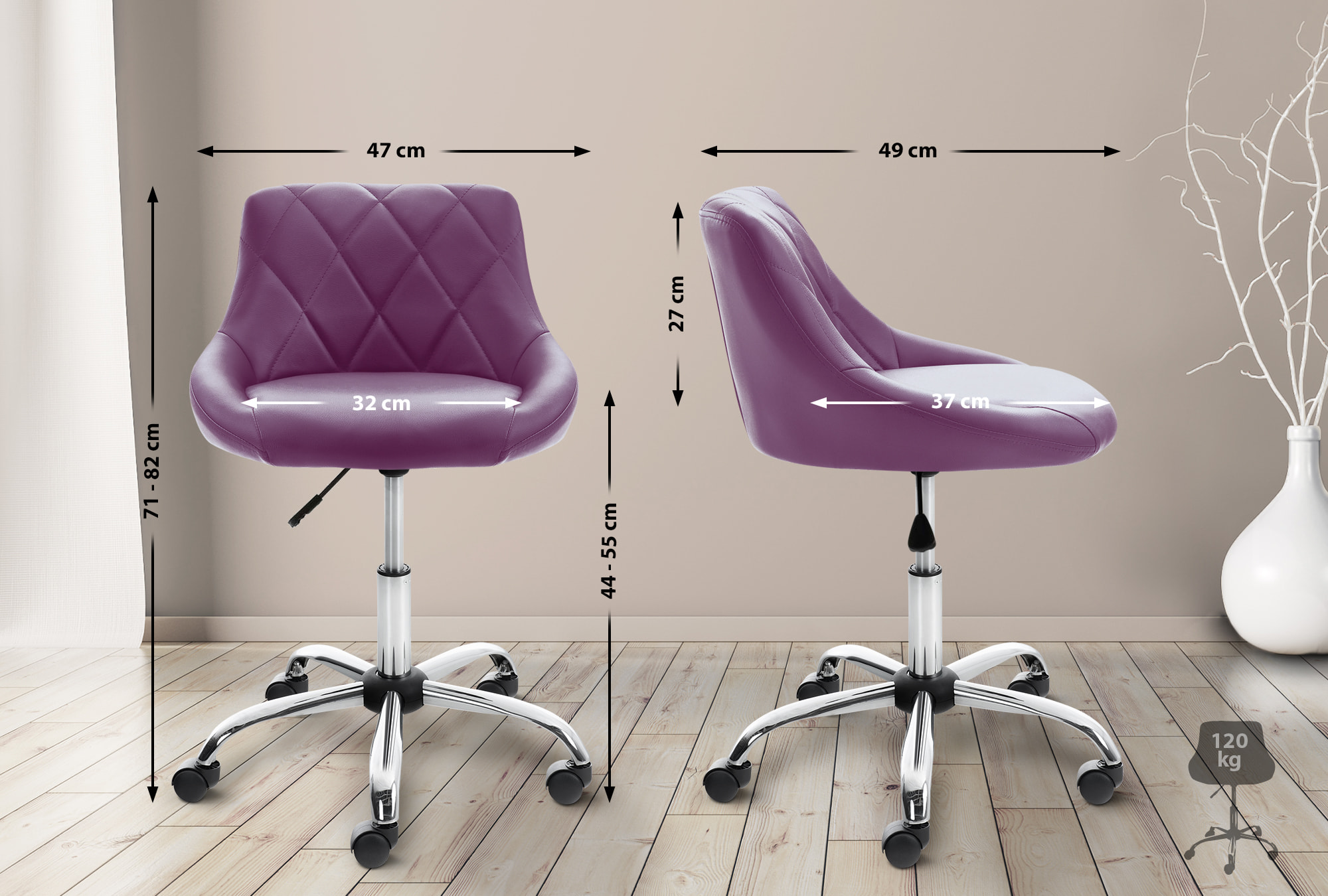 Tabouret de travail Lazio réglable en hauteur et pivotant