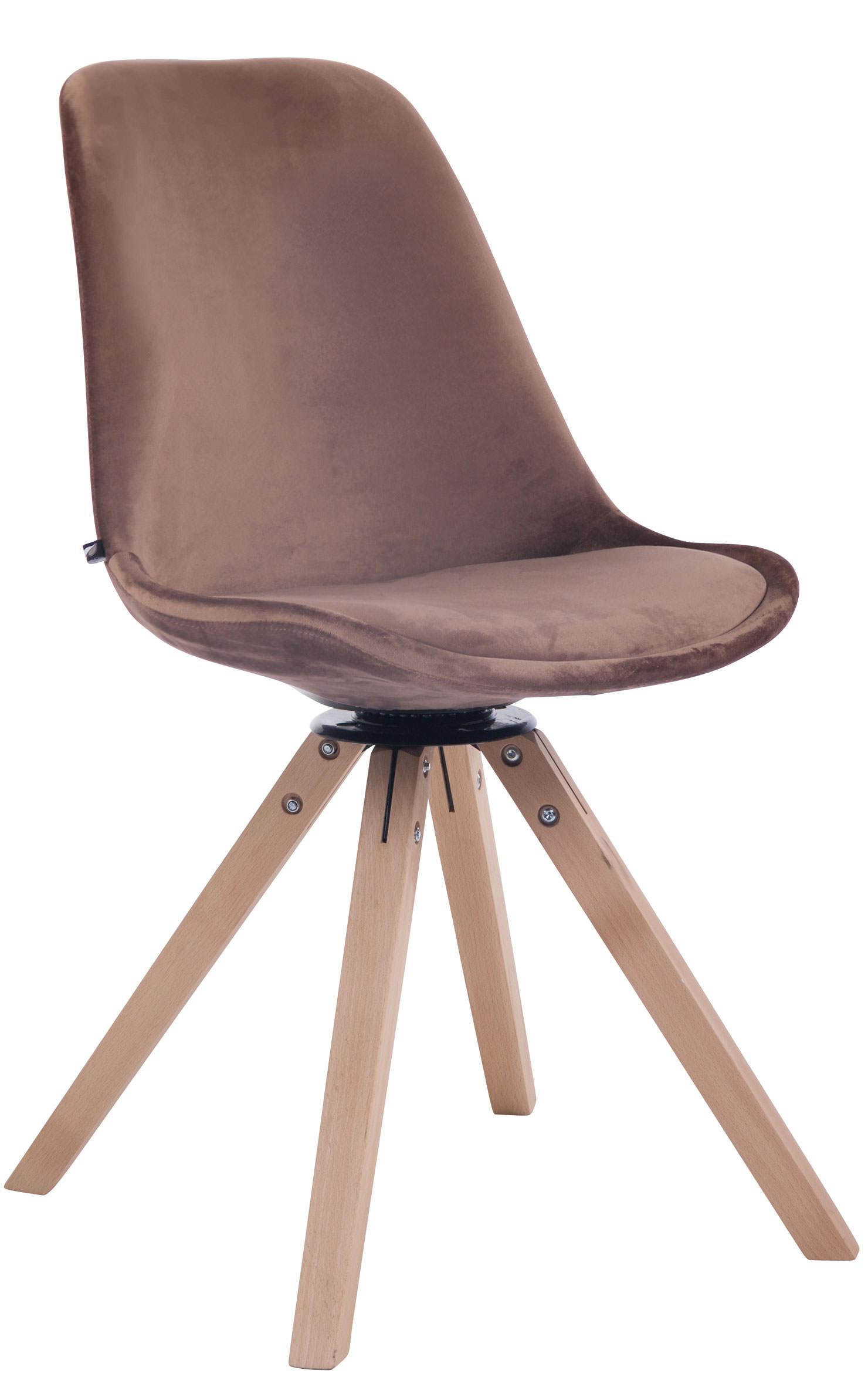Chaise visiteur Troyes en velours avec piétement Carré en bois de hêtre ou de chêne