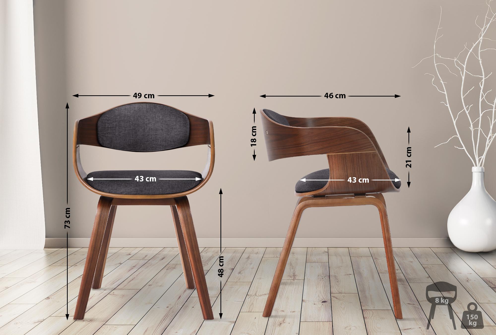 Lot de 2 chaises de salle à manger Kingston en Tissu