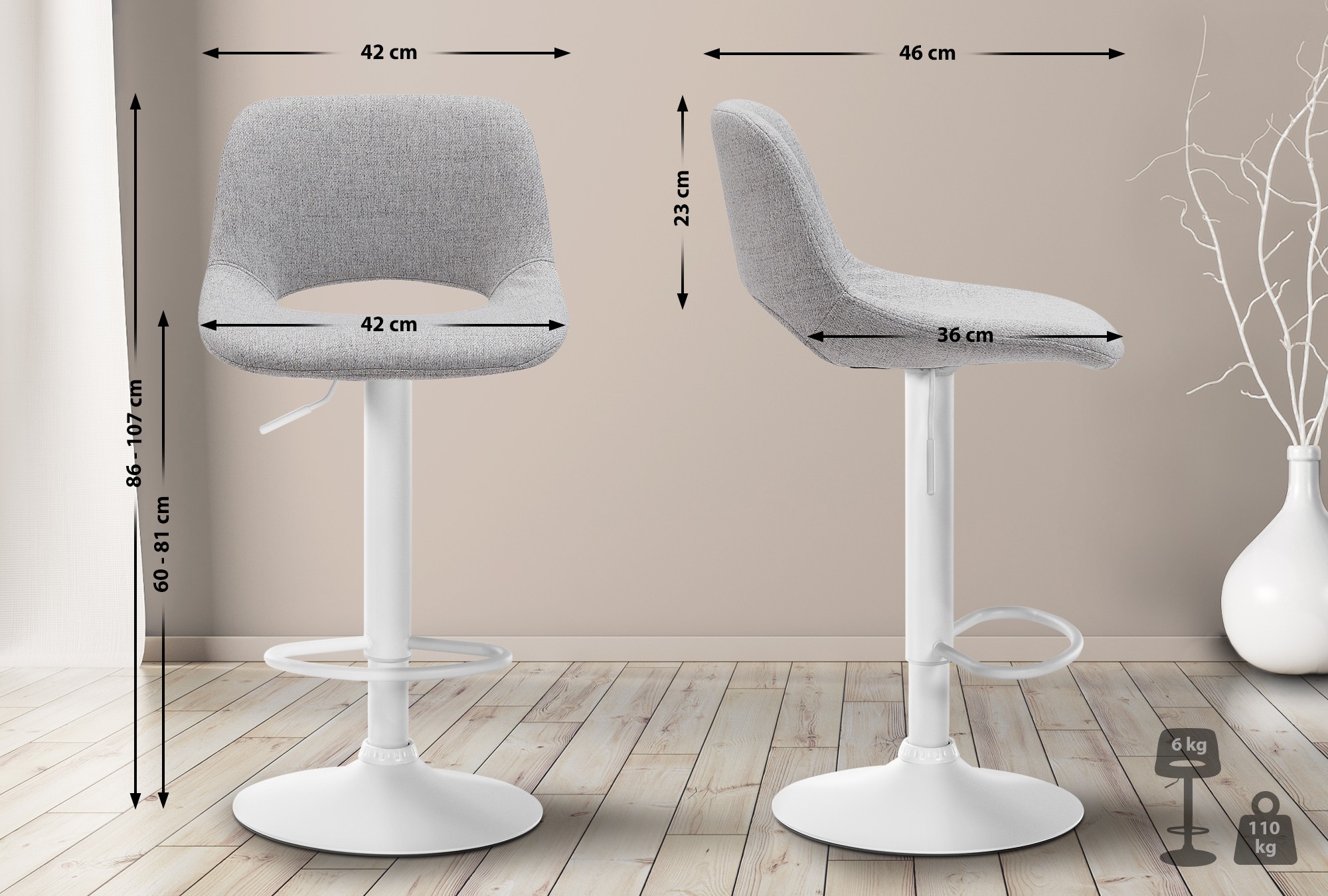 Tabouret de bar Camden Tissu