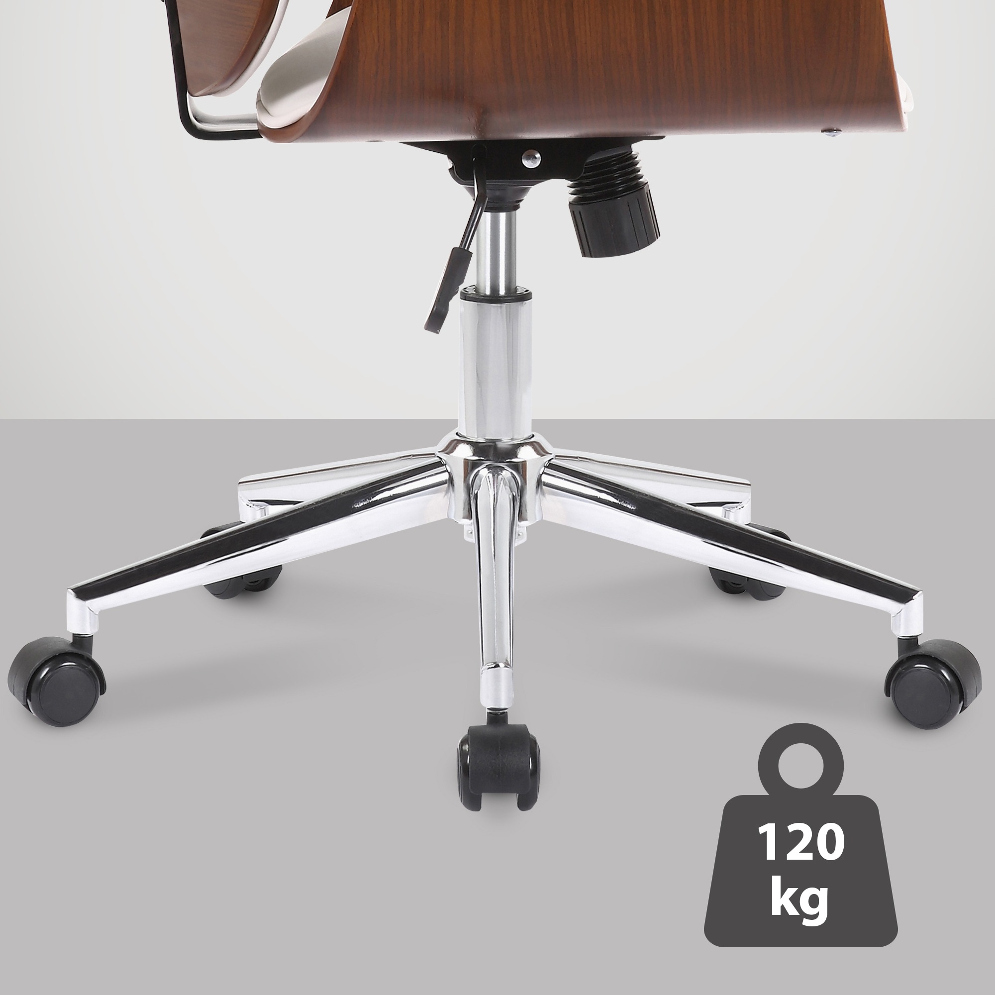 Fauteuil de bureau Kemberg en similicuir avec coque d'assise en bois