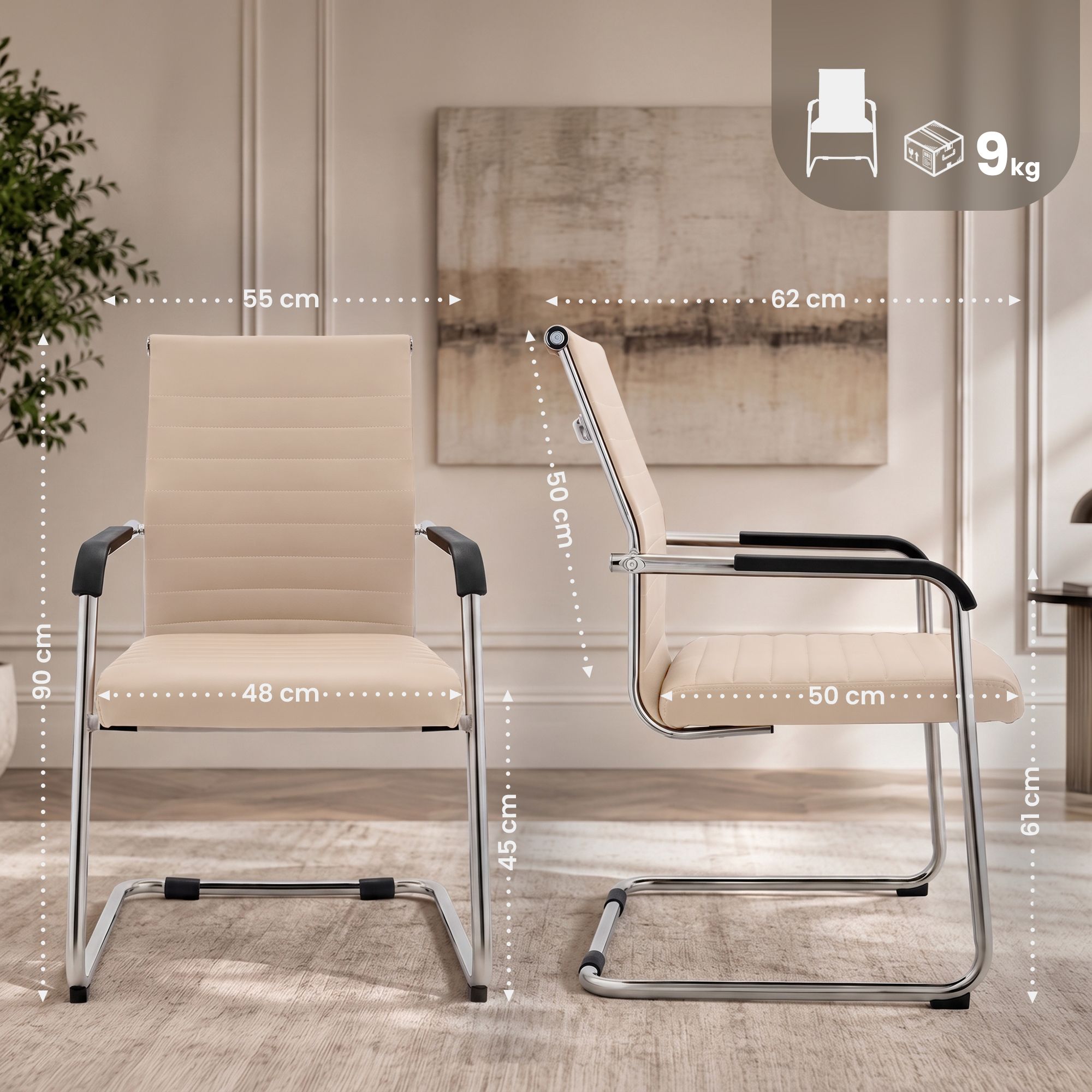 Chaise cantilever Hakon aspect cuir