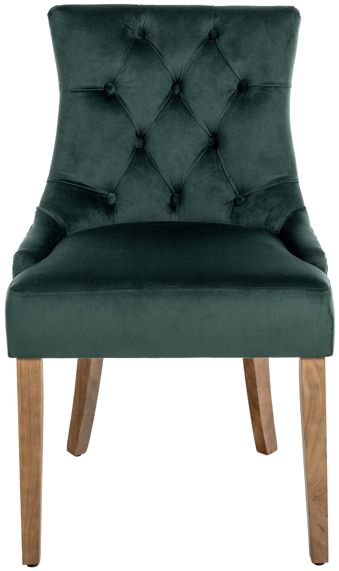 Lot de 4 Chaises de salle à manger Aberdeen en Velours Piètement en bois d'hévéa