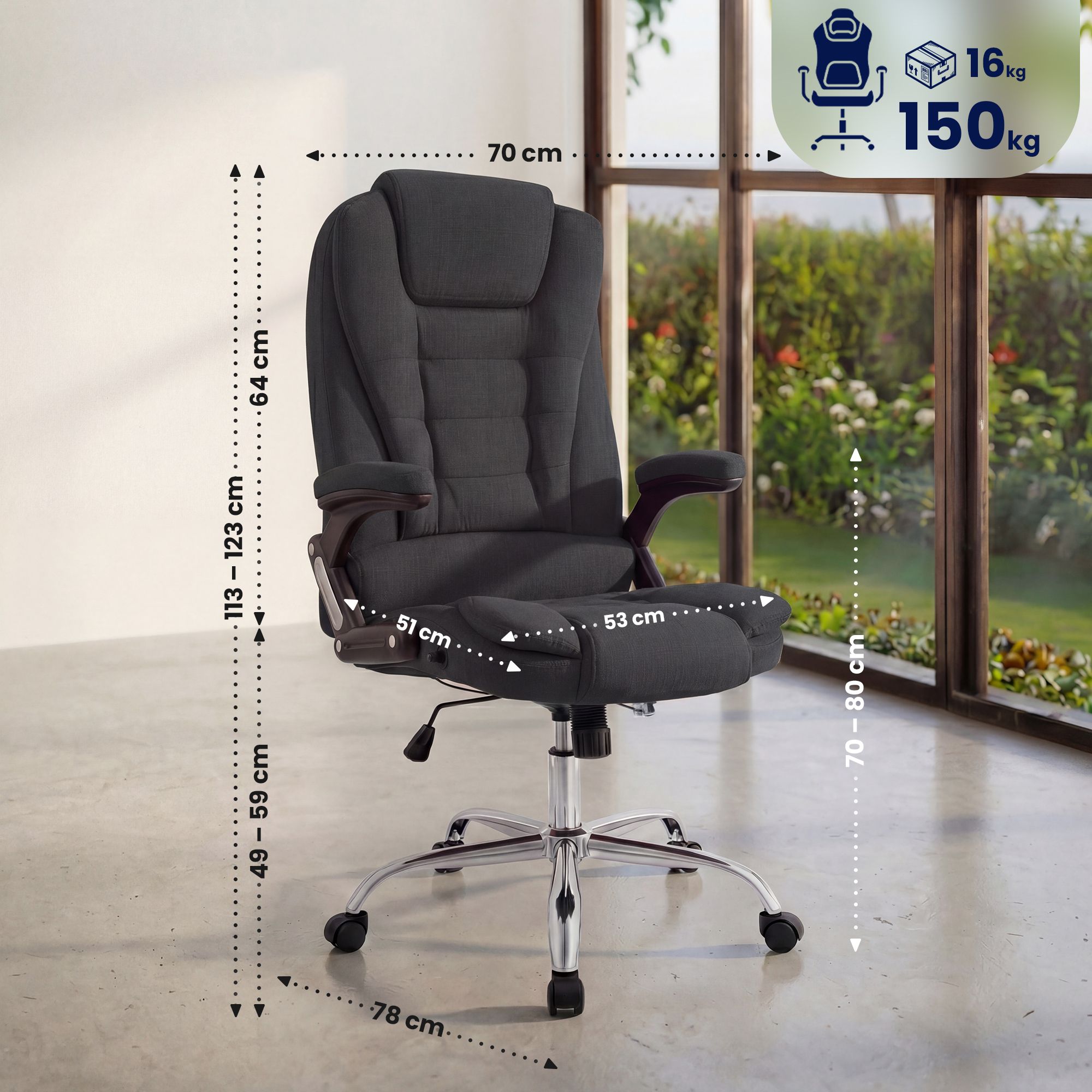 Chaise de bureau Thor Tissu