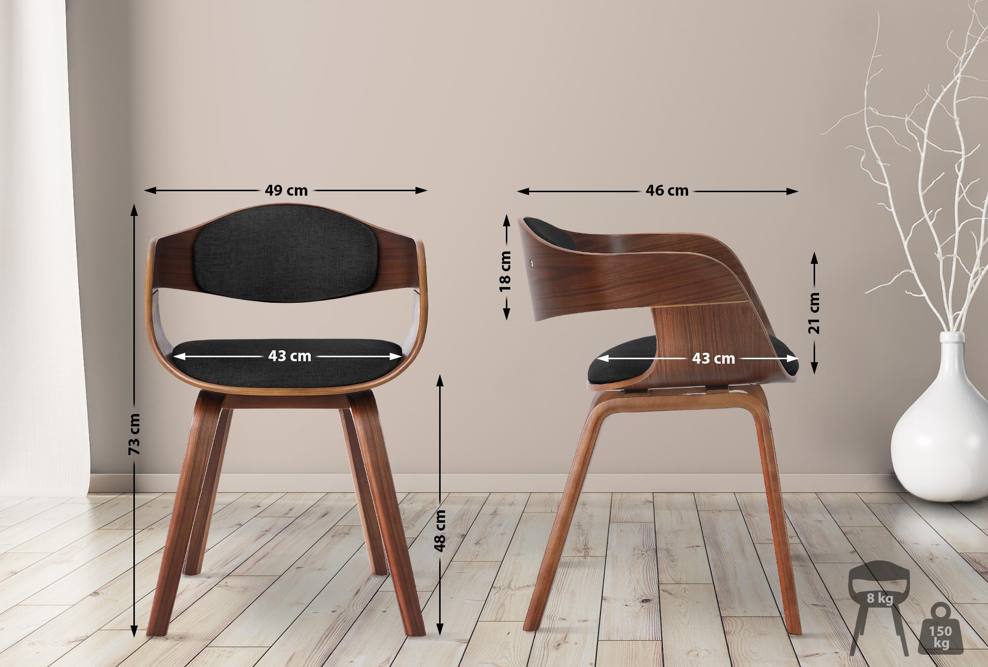 Lot de 2 chaises de salle à manger Kingston en Tissu