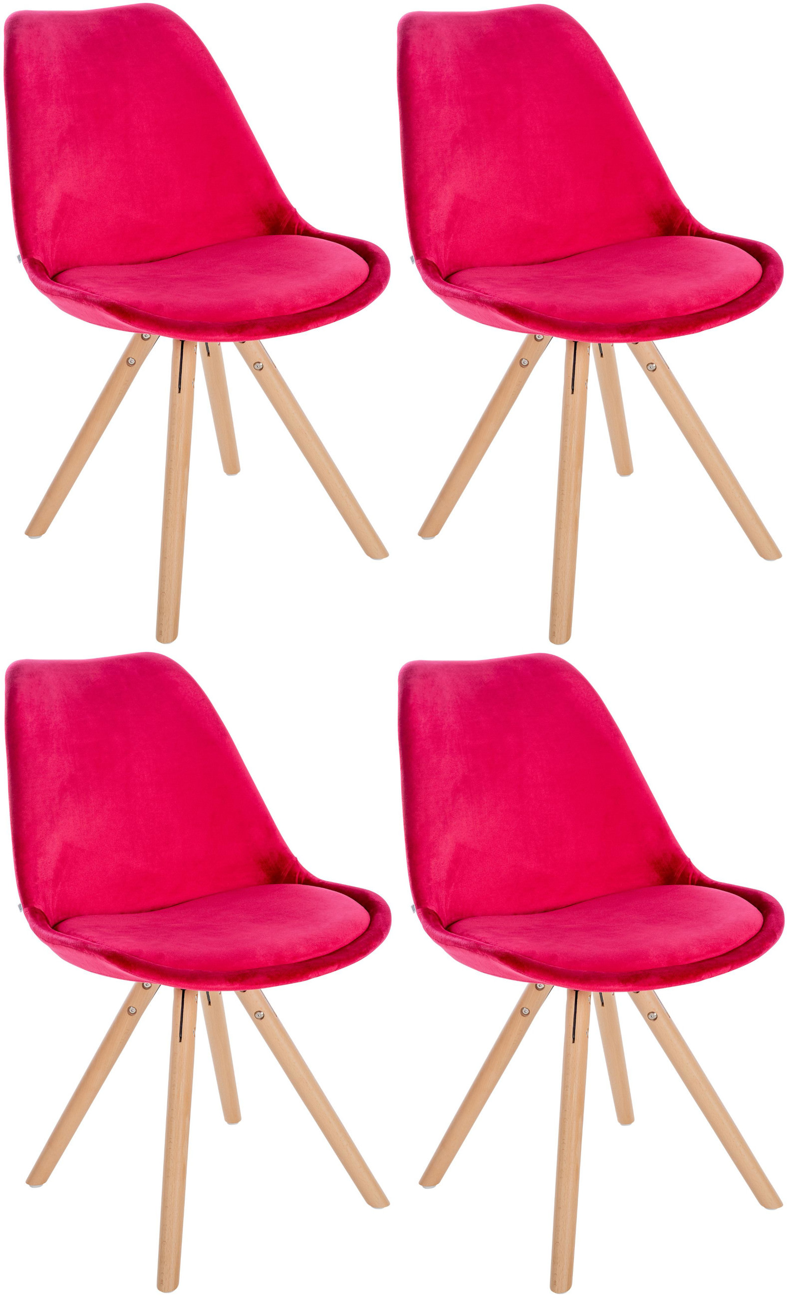 Lot de 4 chaises de salle à manger Sofia en velours Pieds en bois