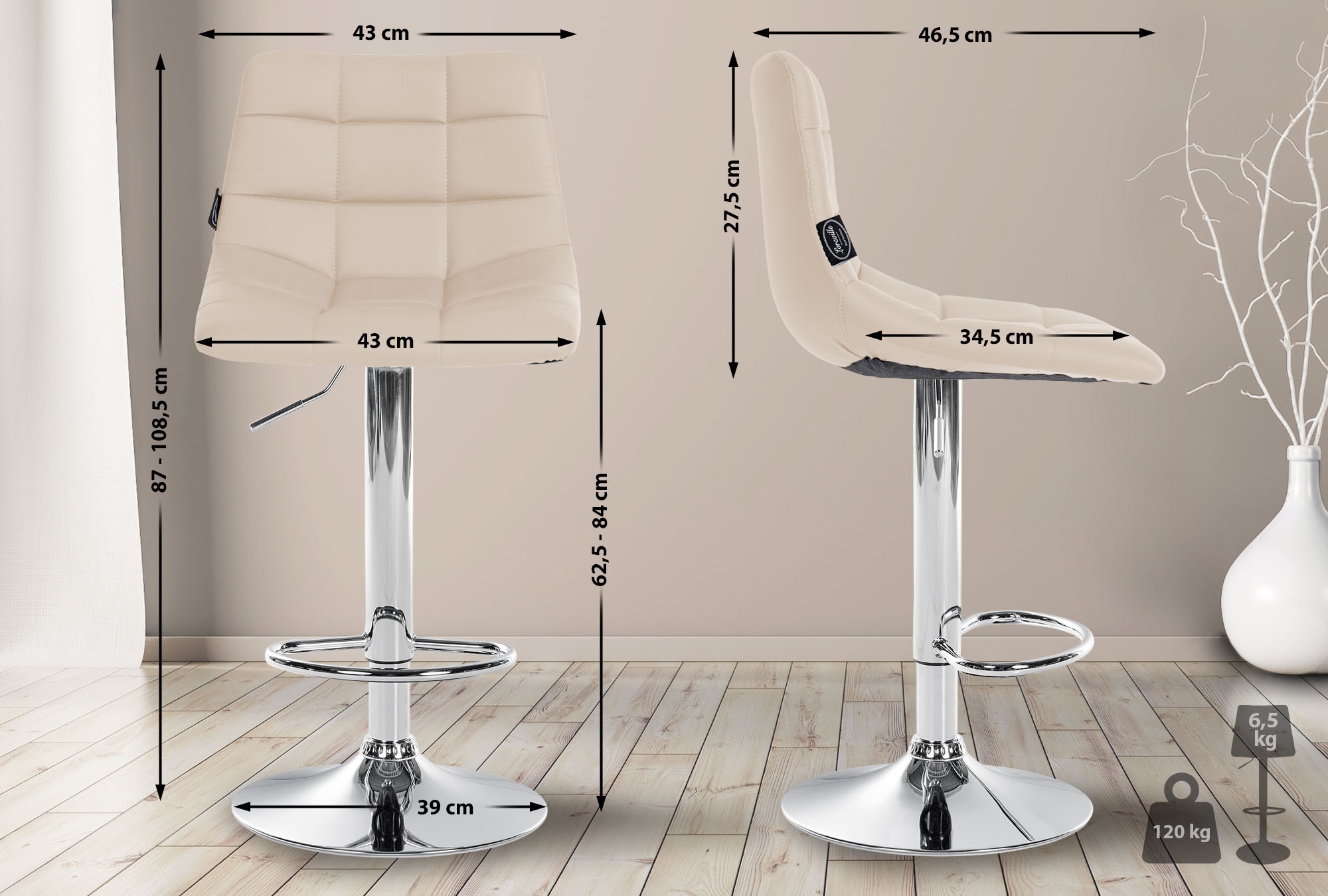 Lot de 2 tabourets de bar Jerry en similicuir