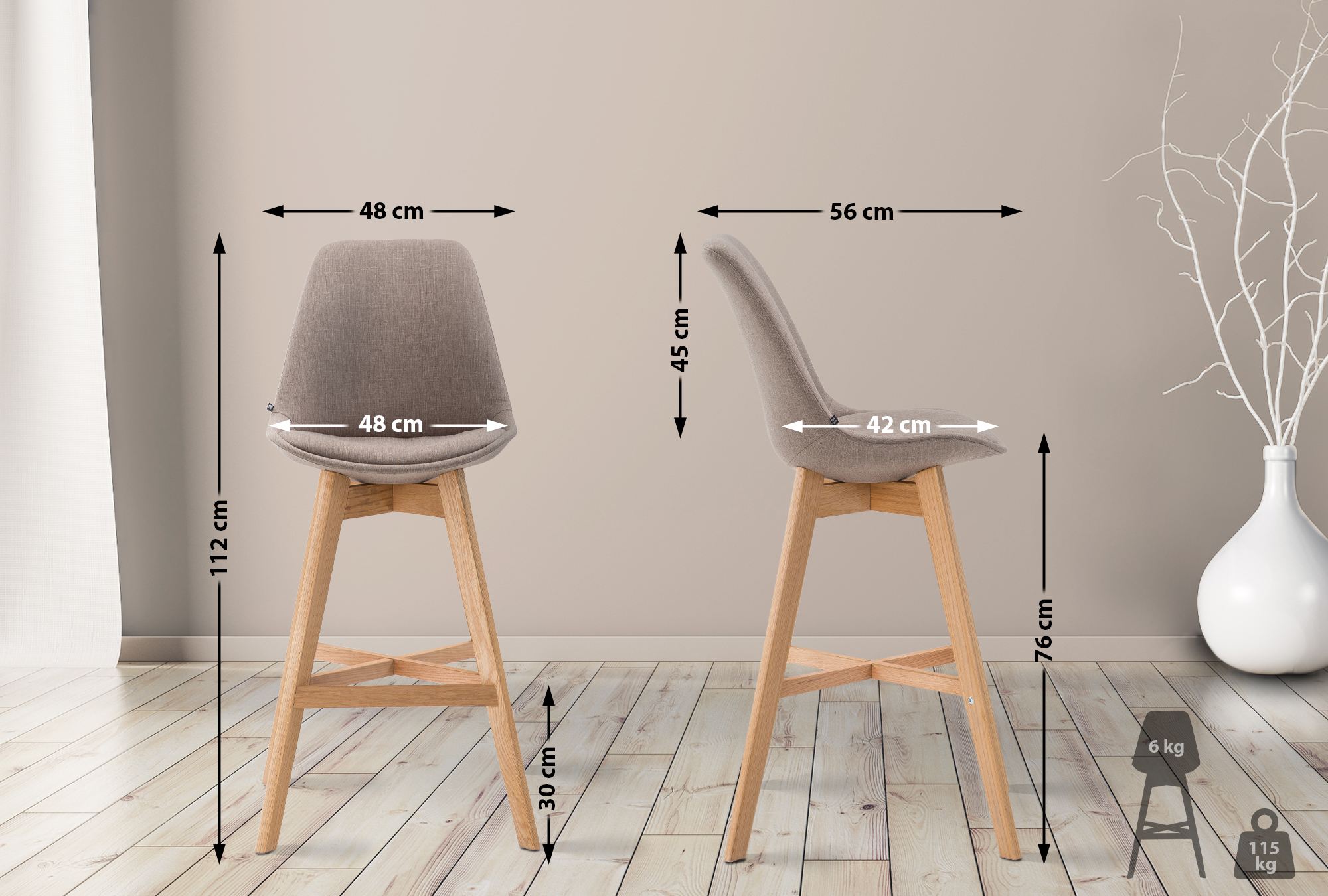 Tabouret de bar Cannes en tissu