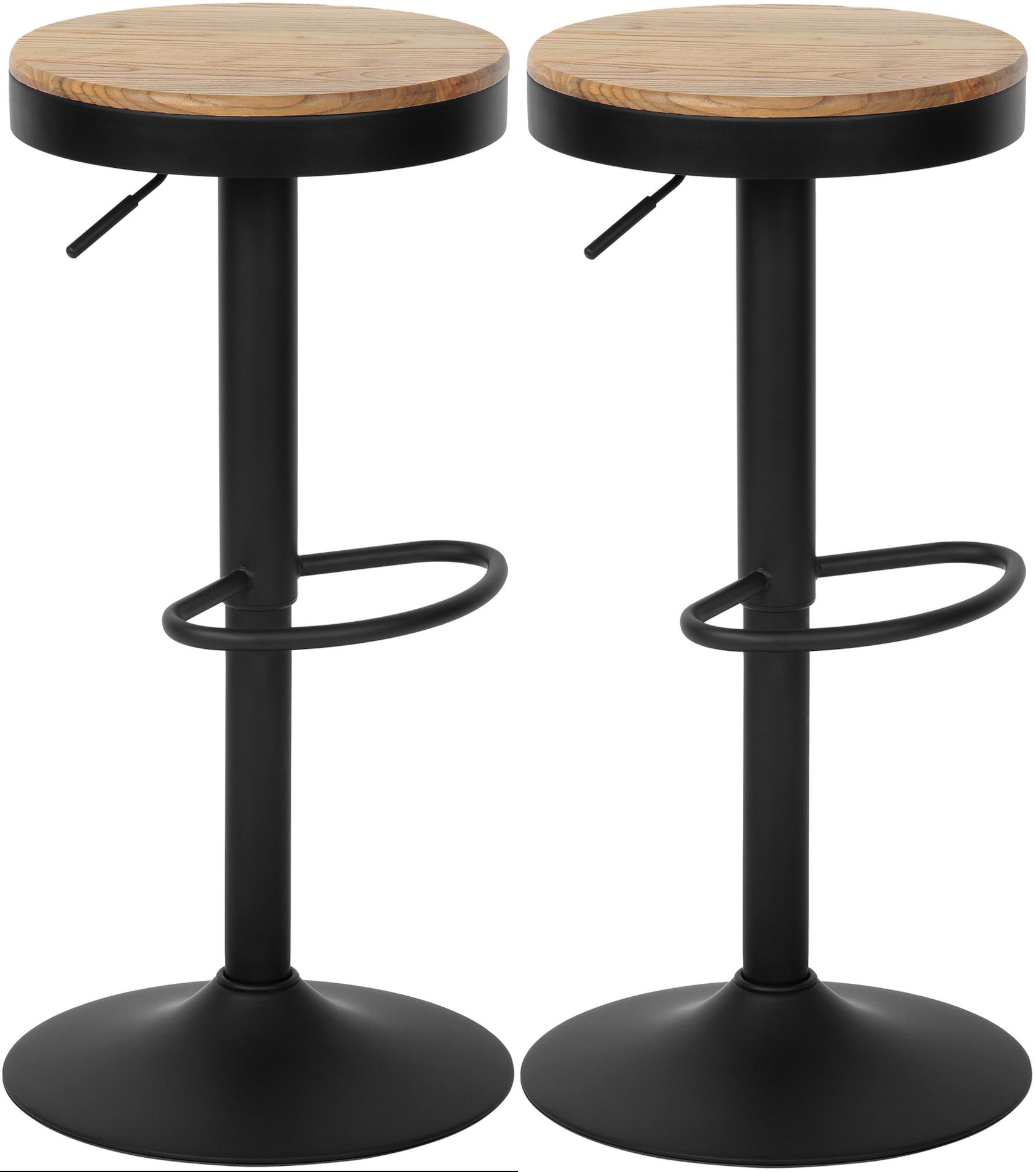 Ensemble de 2 tabourets de bar Pitas en orme