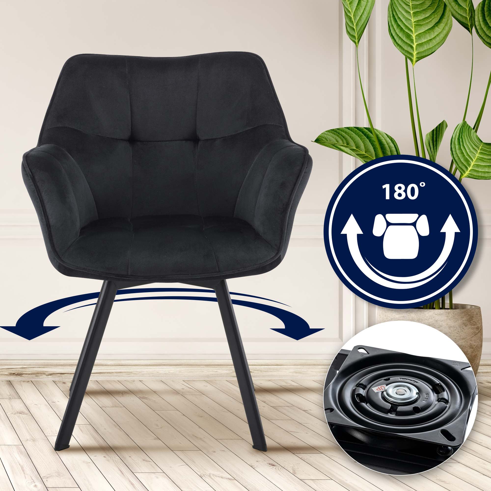 Chaise de salle à manger Jordi velours