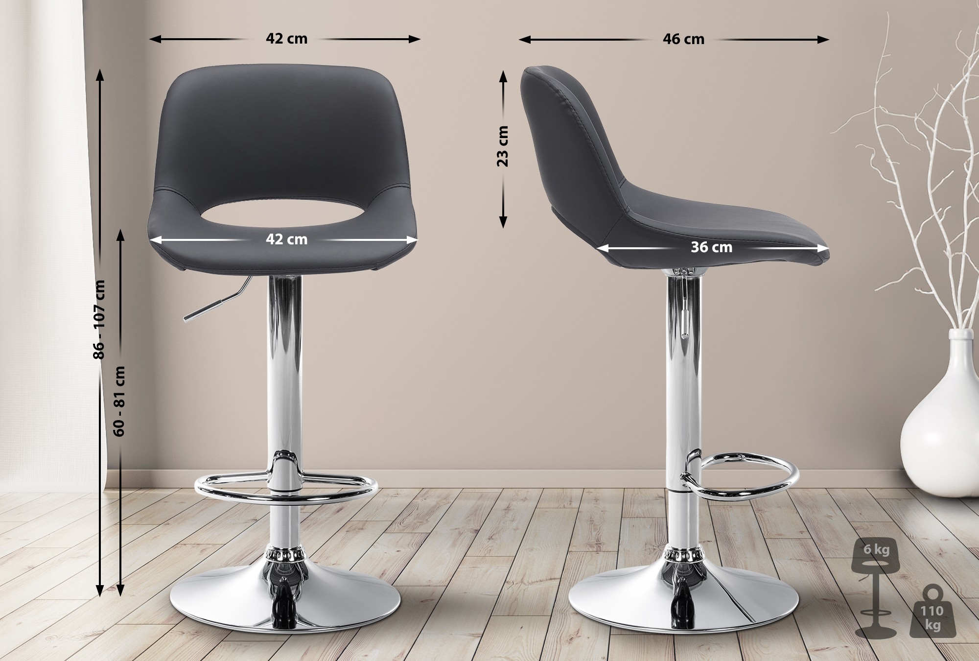 Lot de 2 tabourets de bar Camden en similicuir