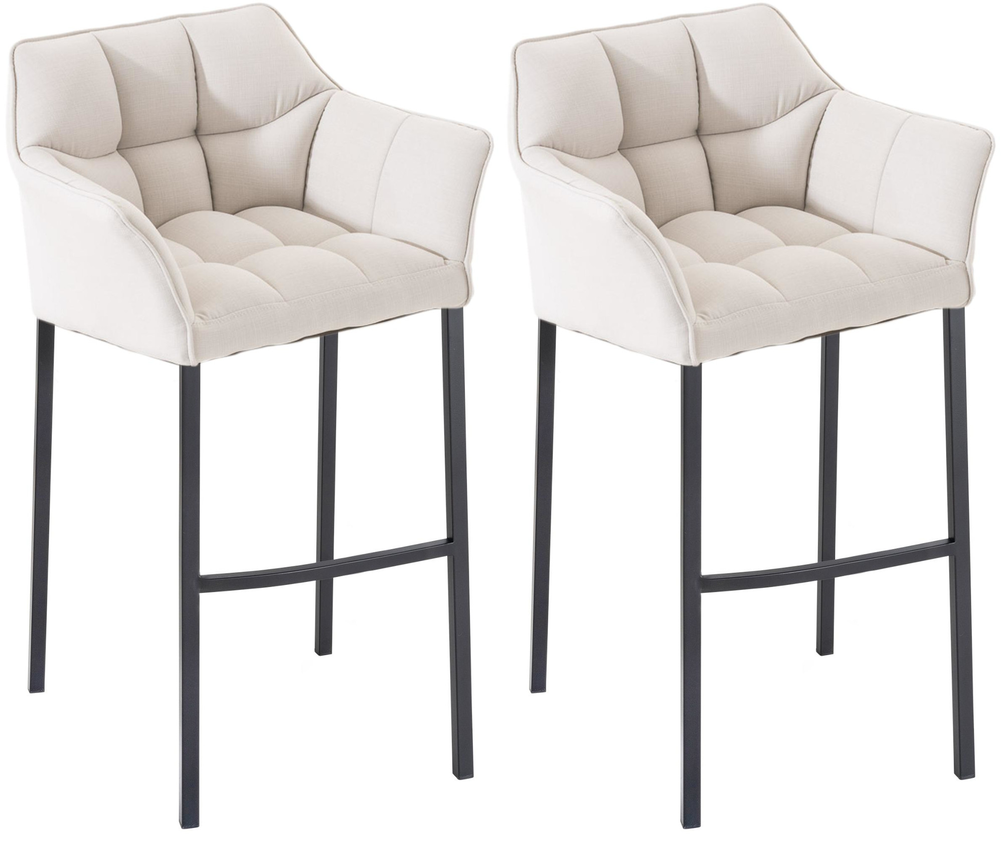 Lot de 2 tabourets de bar Damaso en tissu avec piètement à quatre pieds