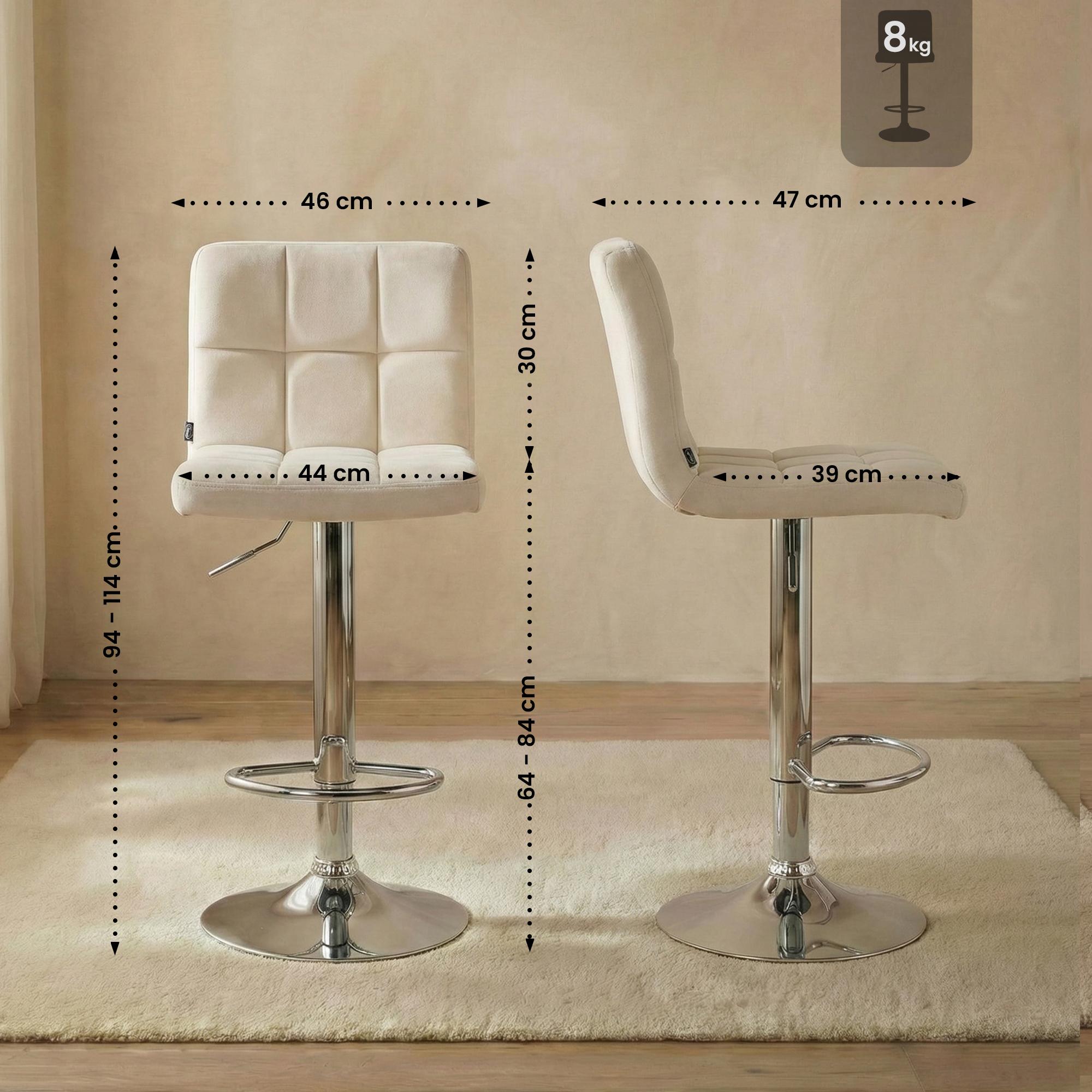 Lot de 2 tabourets de bar Peru velours