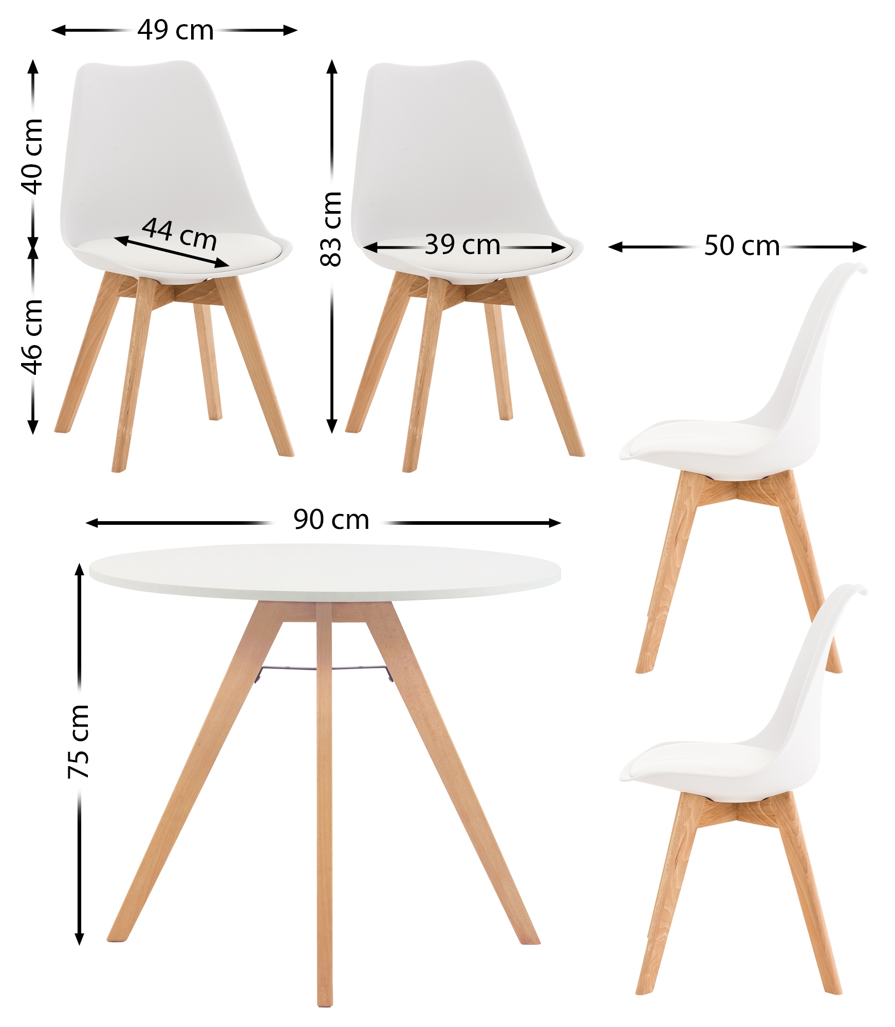Ensemble de salle à manger Livik avec 1 Table et 4 chaises