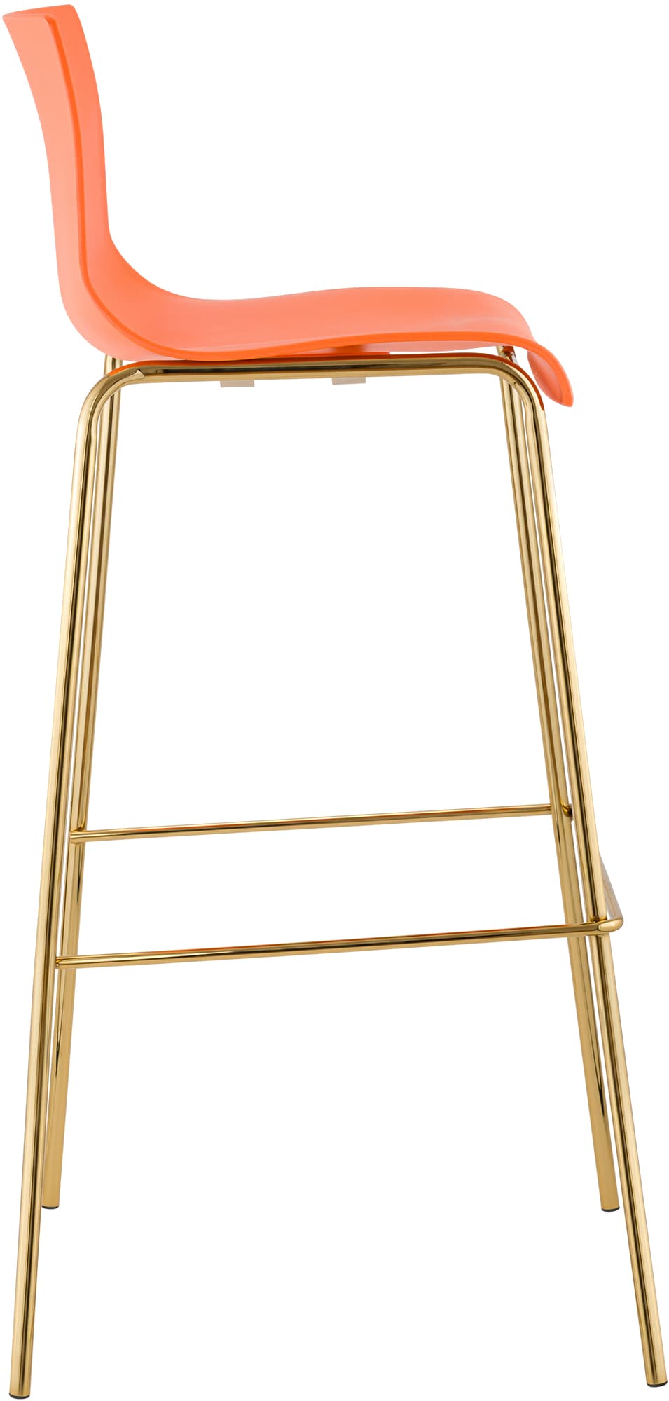 Tabouret de bar Hover plastique piètement 4 pieds or