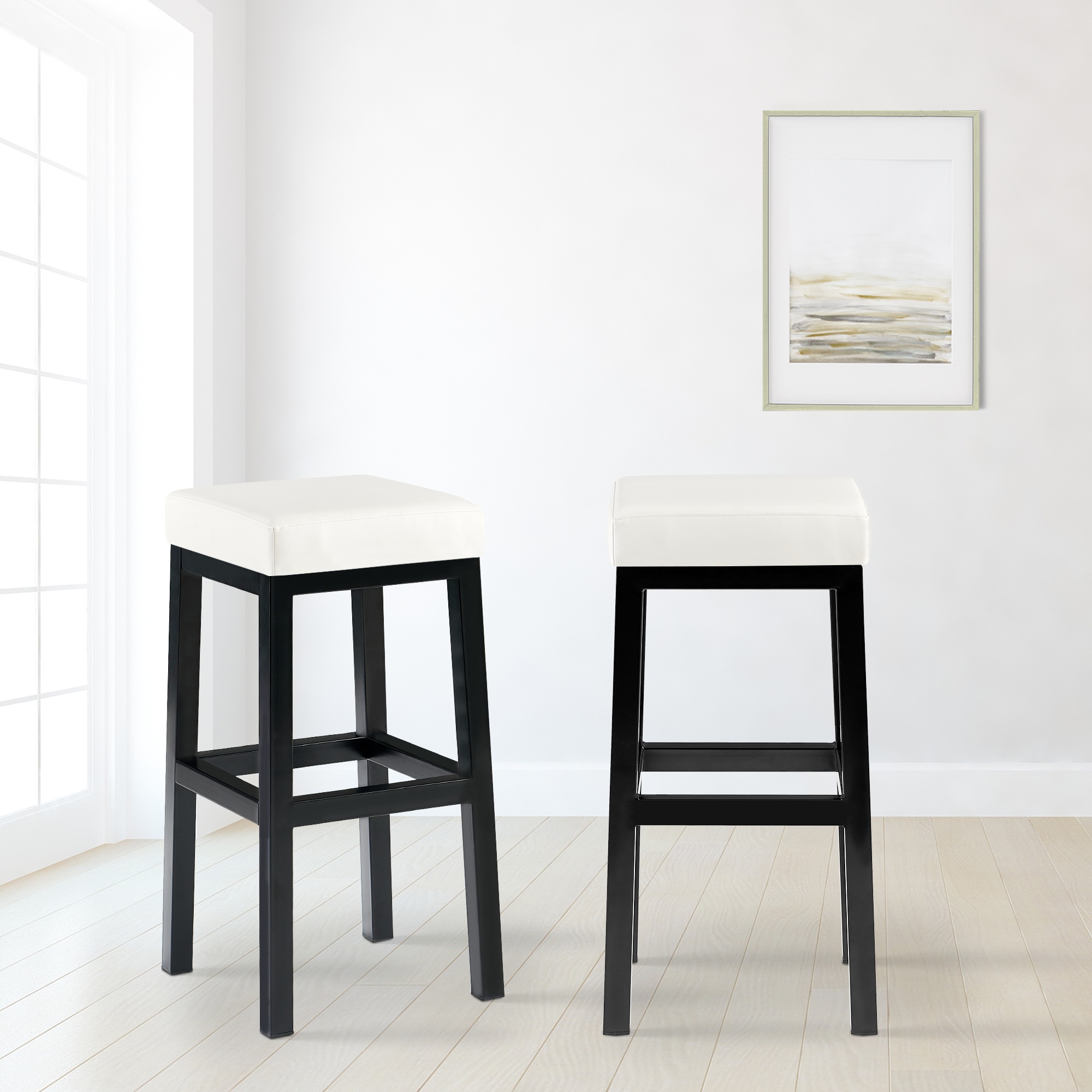 Tabouret de bar Taylor revêtement similicuir hauteur d'assise 78 cm piètement métal noir