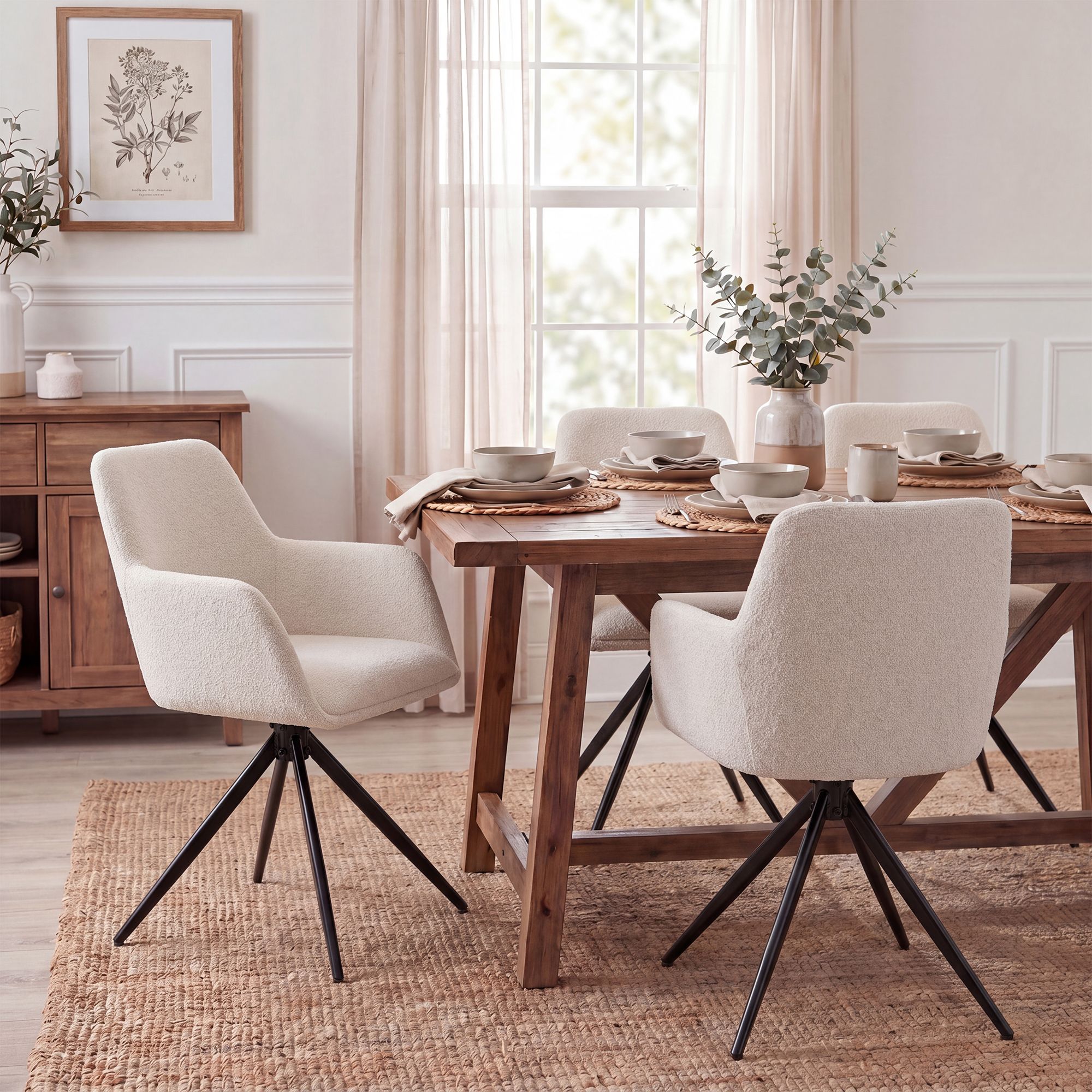 Chaise de salle à manger Olema en tissu bouclette
