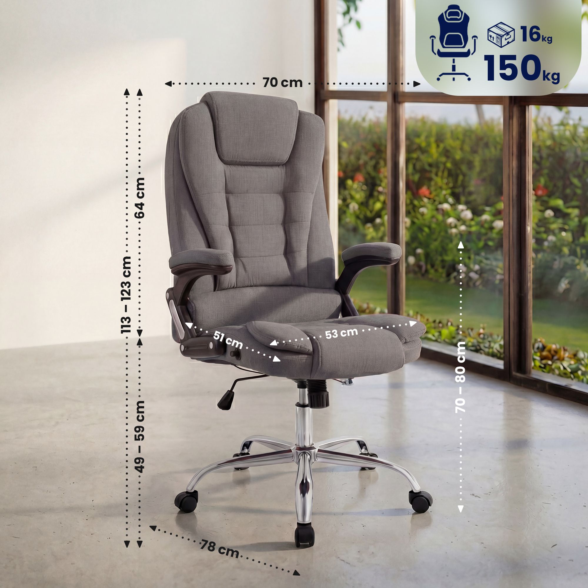 Chaise de bureau Thor Tissu