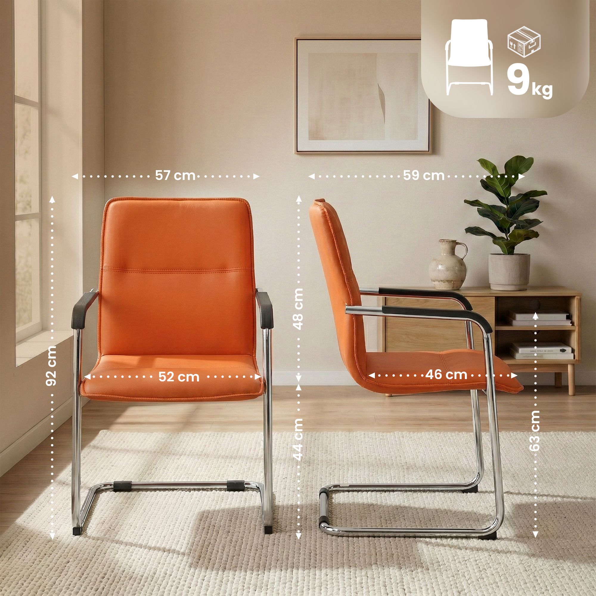 Lot de 2 chaises cantilever Seattle en similicuir