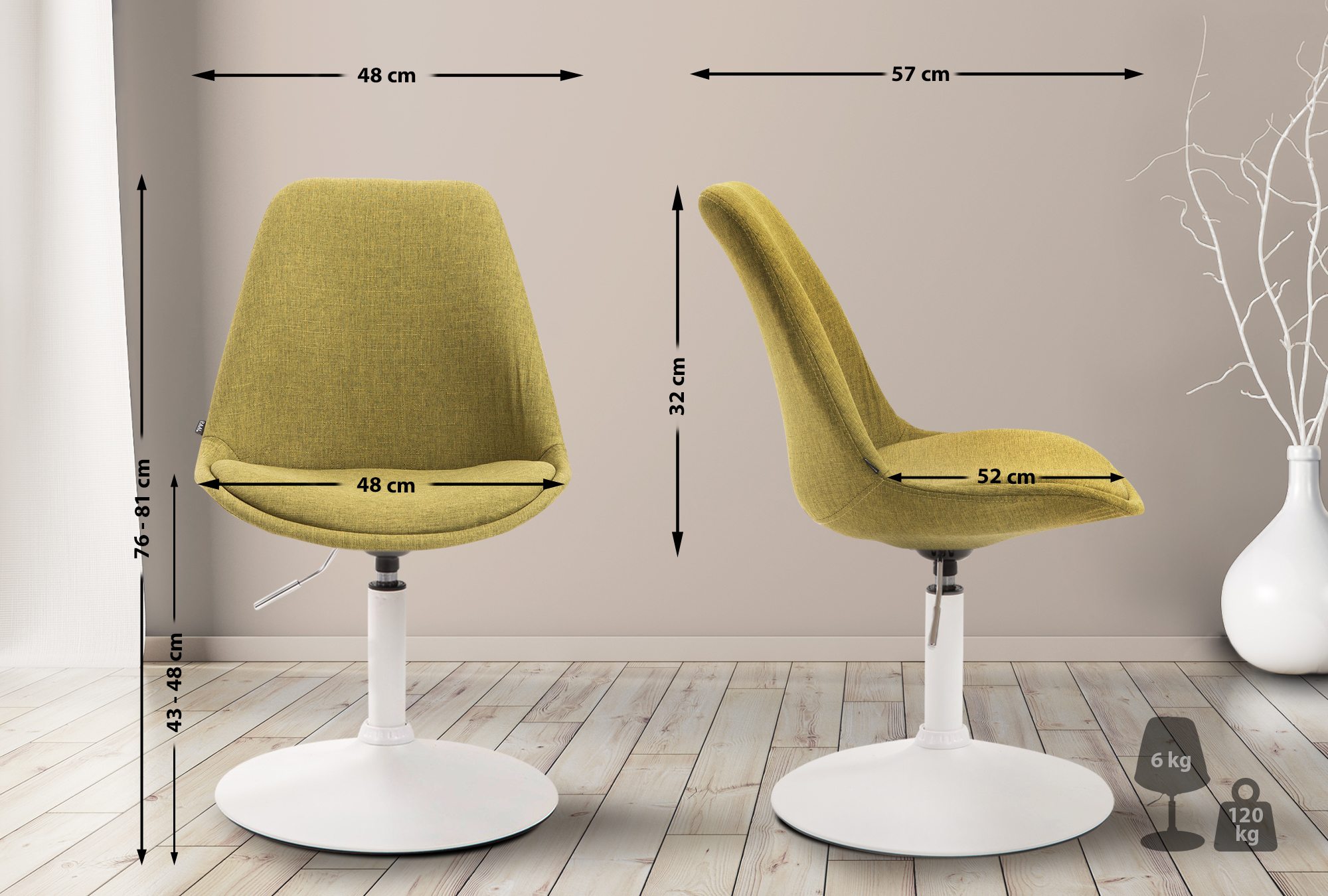 Chaise de salle à manger Maverick tissu avec pied trompette