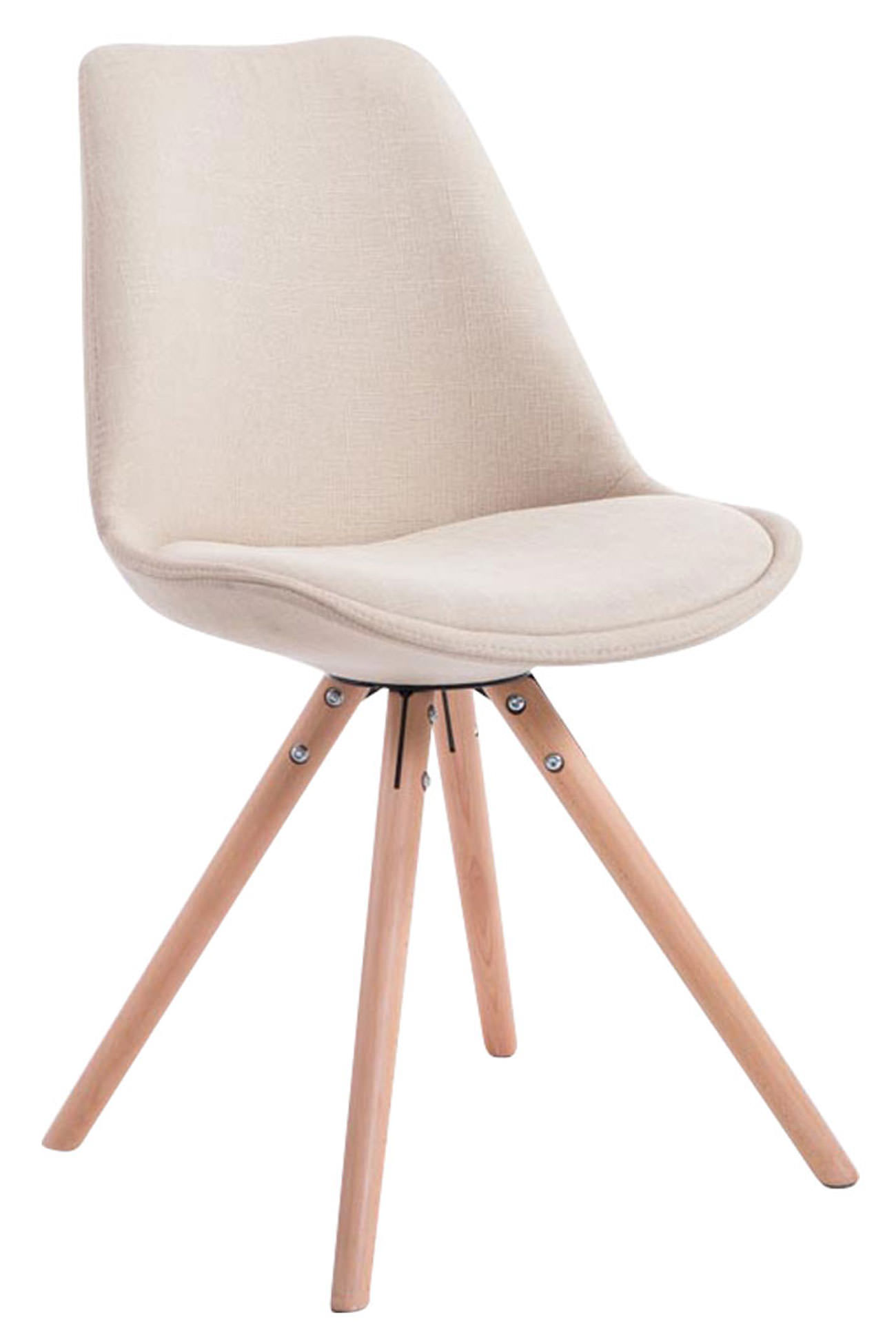Lot de 4 Chaises de salle à manger Toulouse Tissu Pieds ronds bois