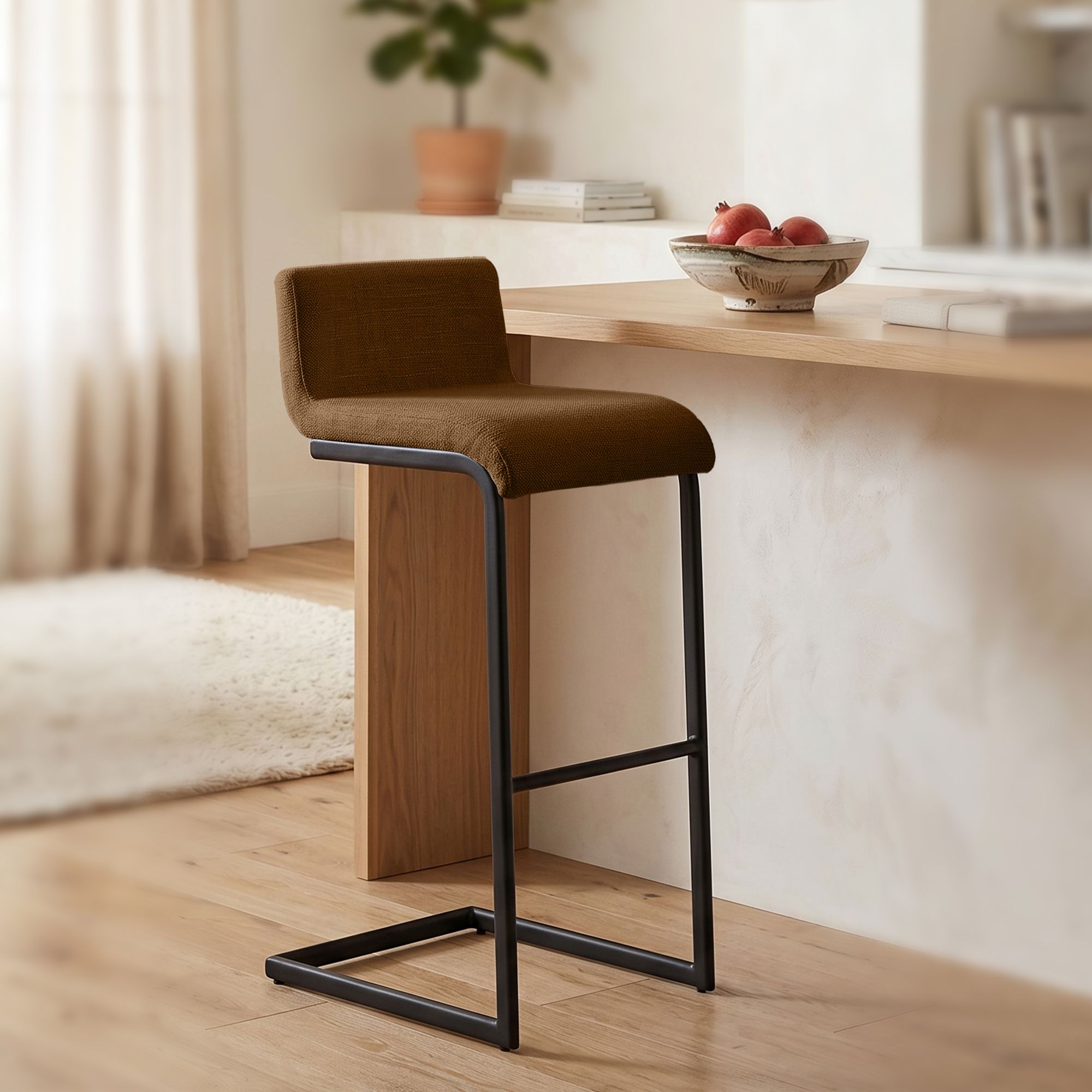 Lot de 2 Tabourets de Bar Newport, Piétement Métallique Noir