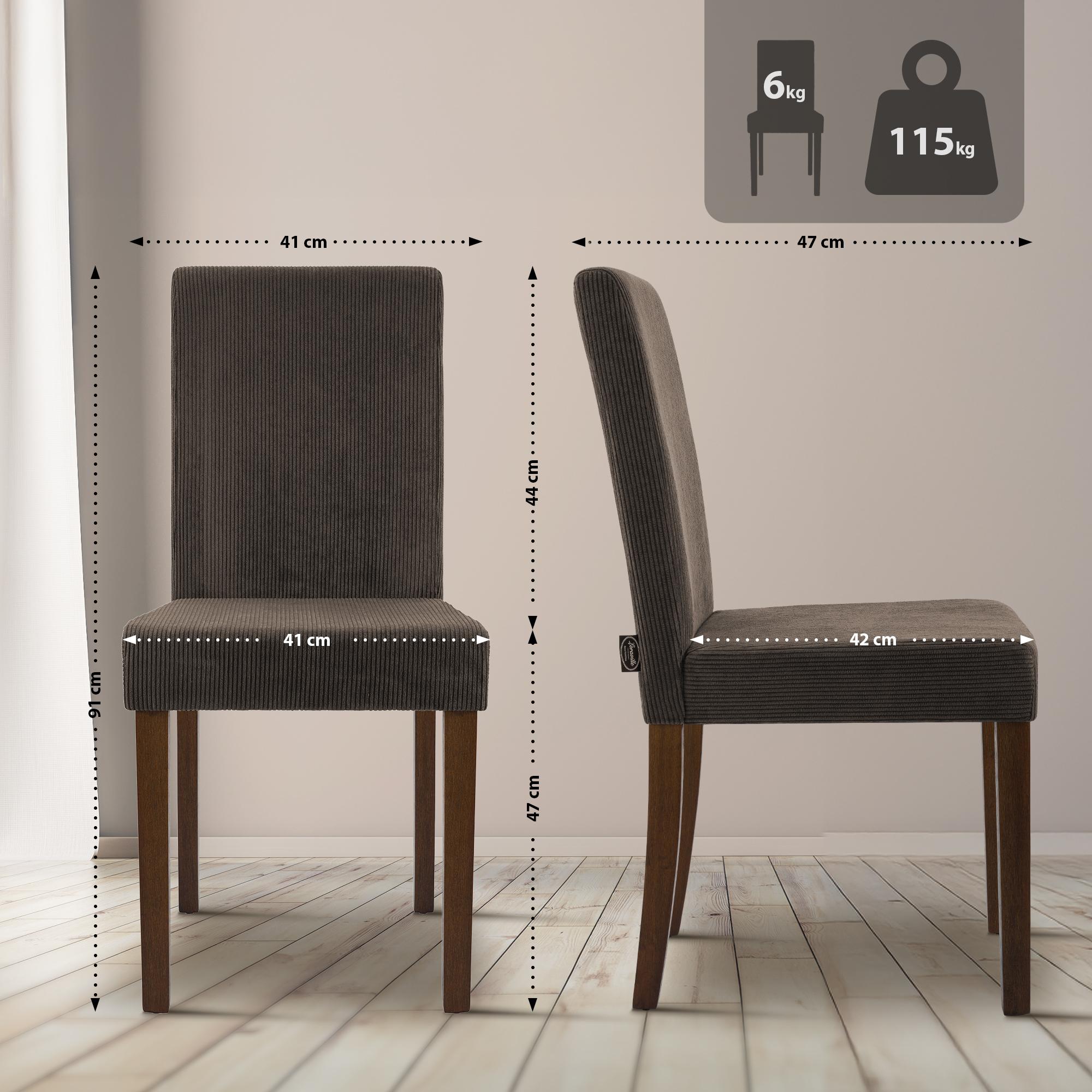 Lot de 2 chaises de salle a manger Ina en velours cotele