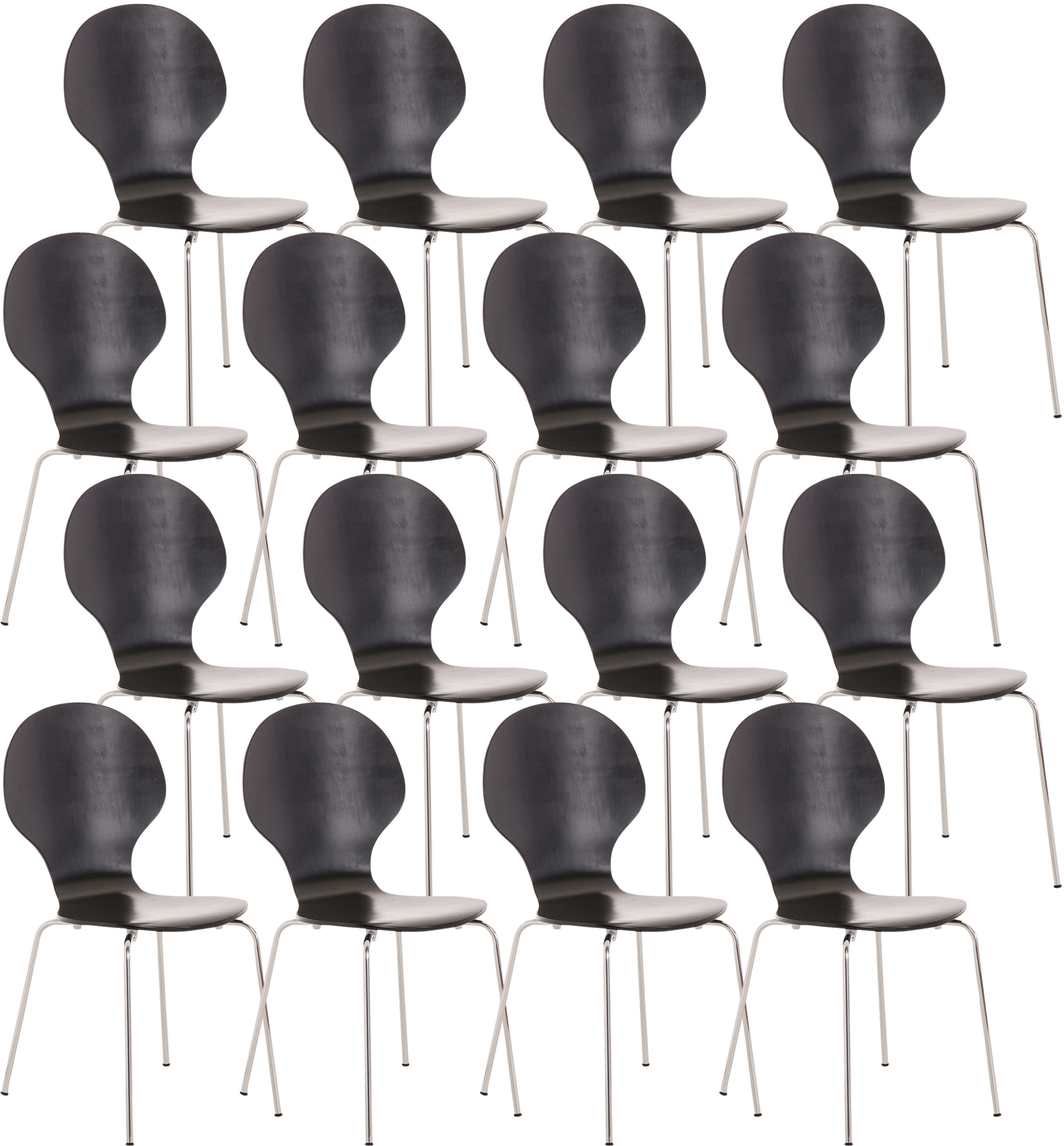 Lot de 16 chaises empilables en bois Diego