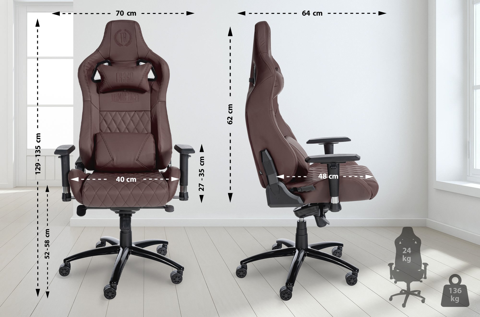 Fauteuil de bureau Gamer Keren en véritable cuir
